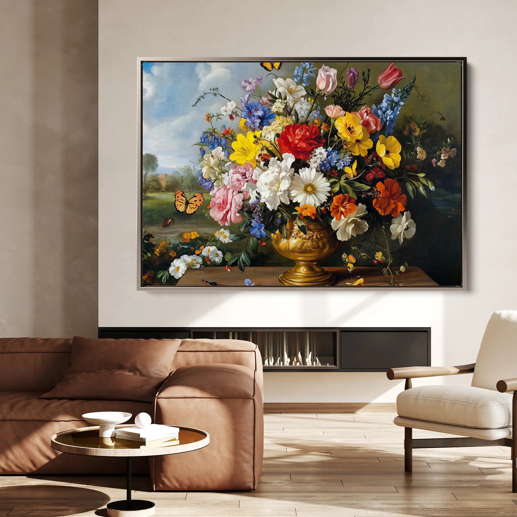 Floral 952 Canvas Art 18" x 24" / 45 x 60 cm / Black