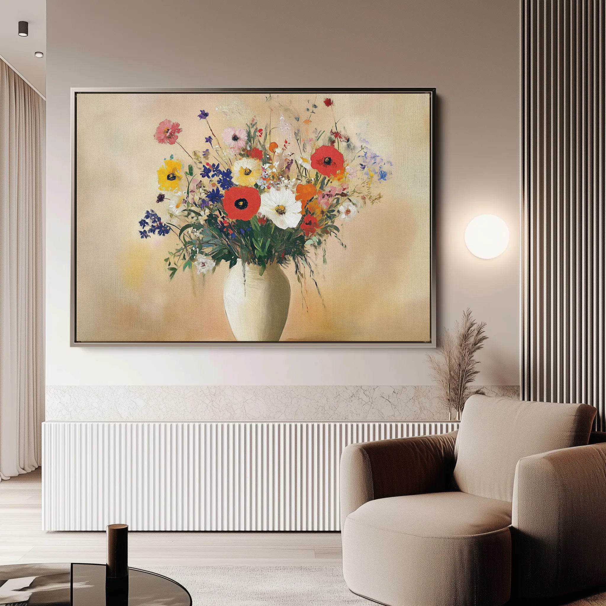 Floral 967 Canvas Art 18" x 24" / 45 x 60 cm / Black