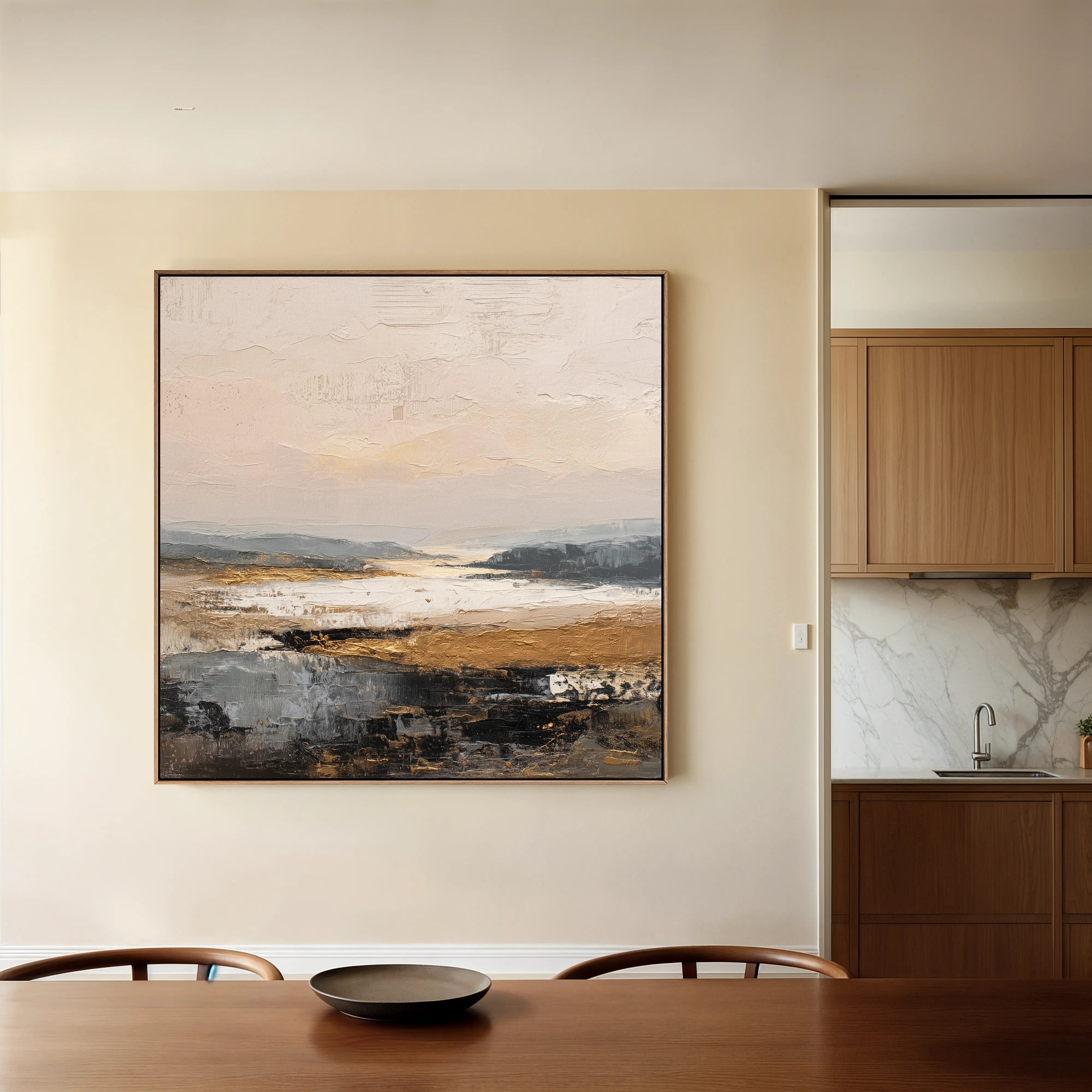 Abstract 980 Canvas Art 16" x 16" / 40 x 40 cm / Black