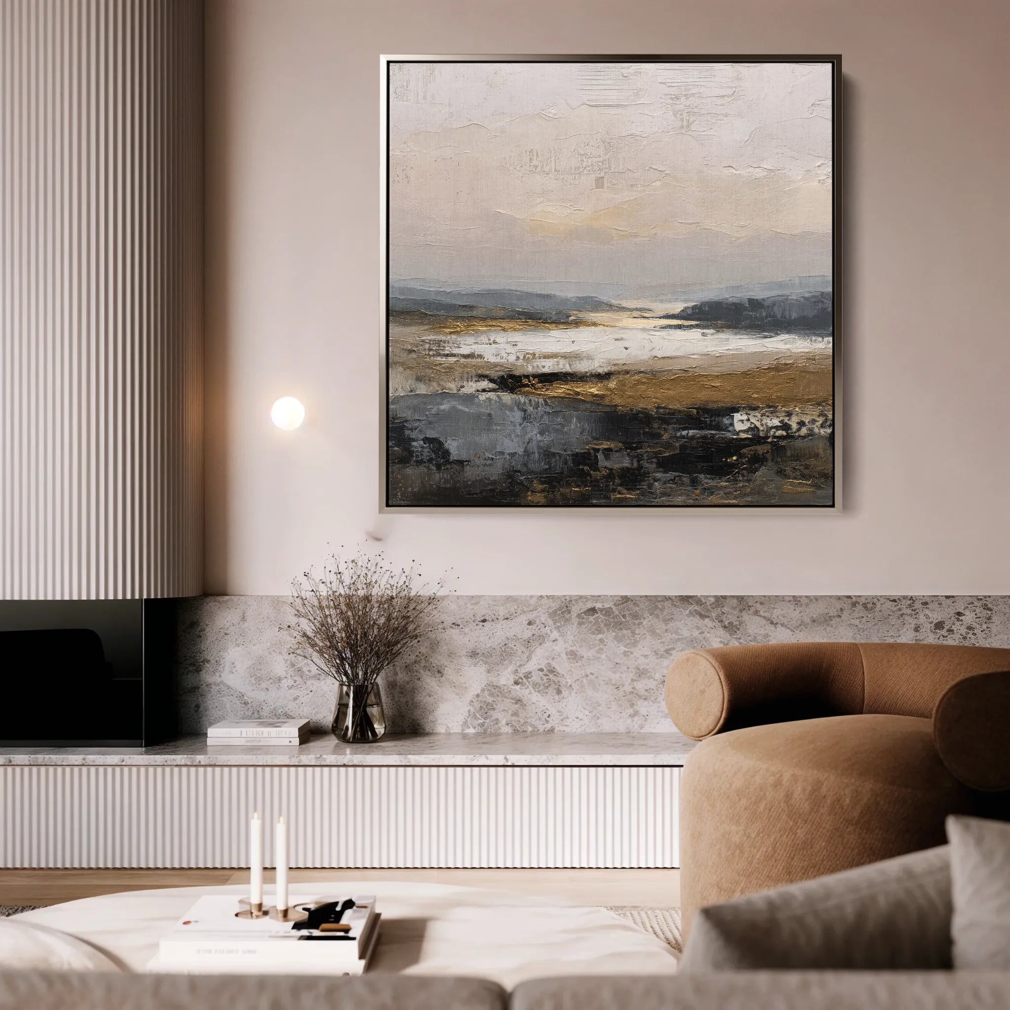 Abstract 980 Canvas Art 16" x 16" / 40 x 40 cm / Black