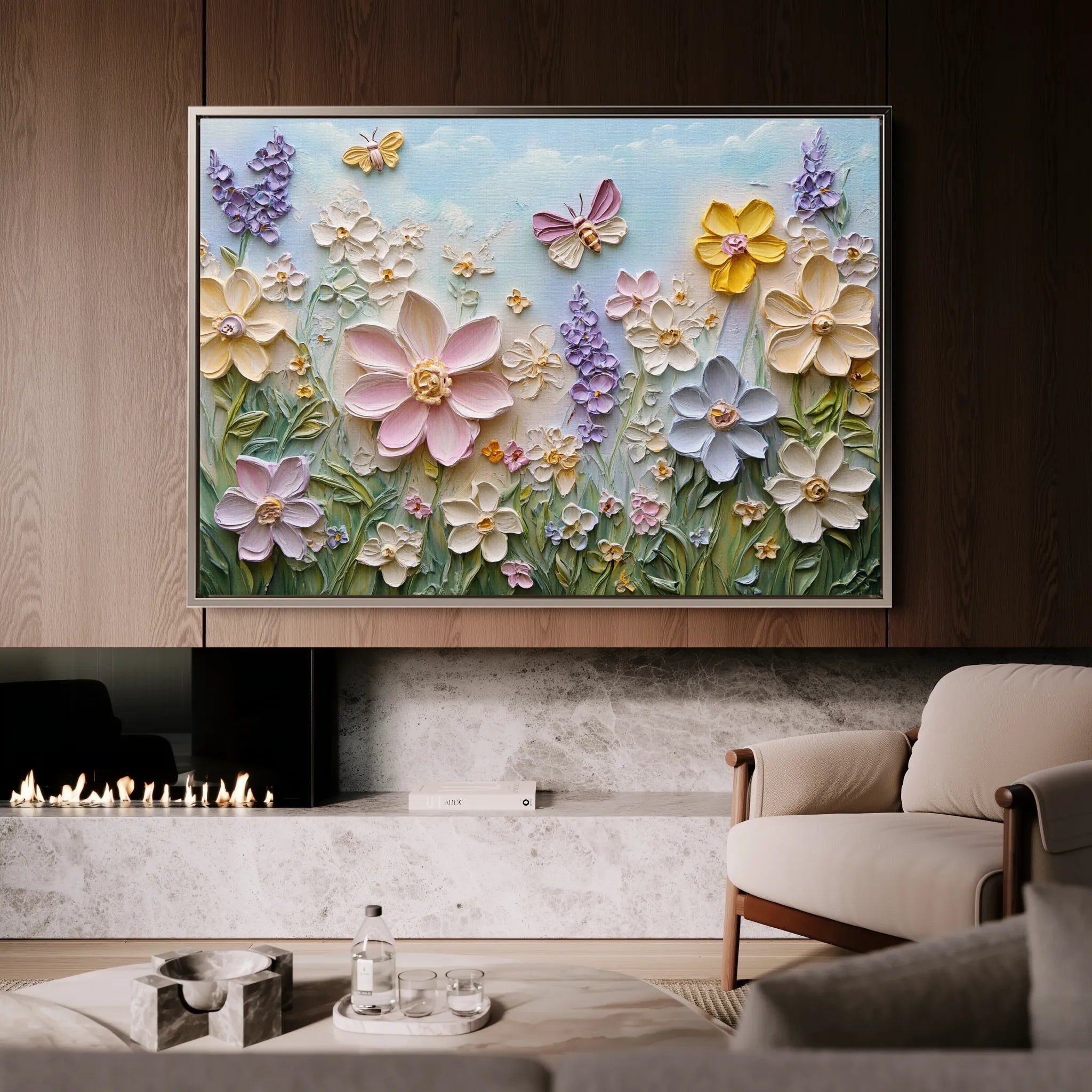 Floral 980 Canvas Art 18" x 24" / 45 x 60 cm / Black