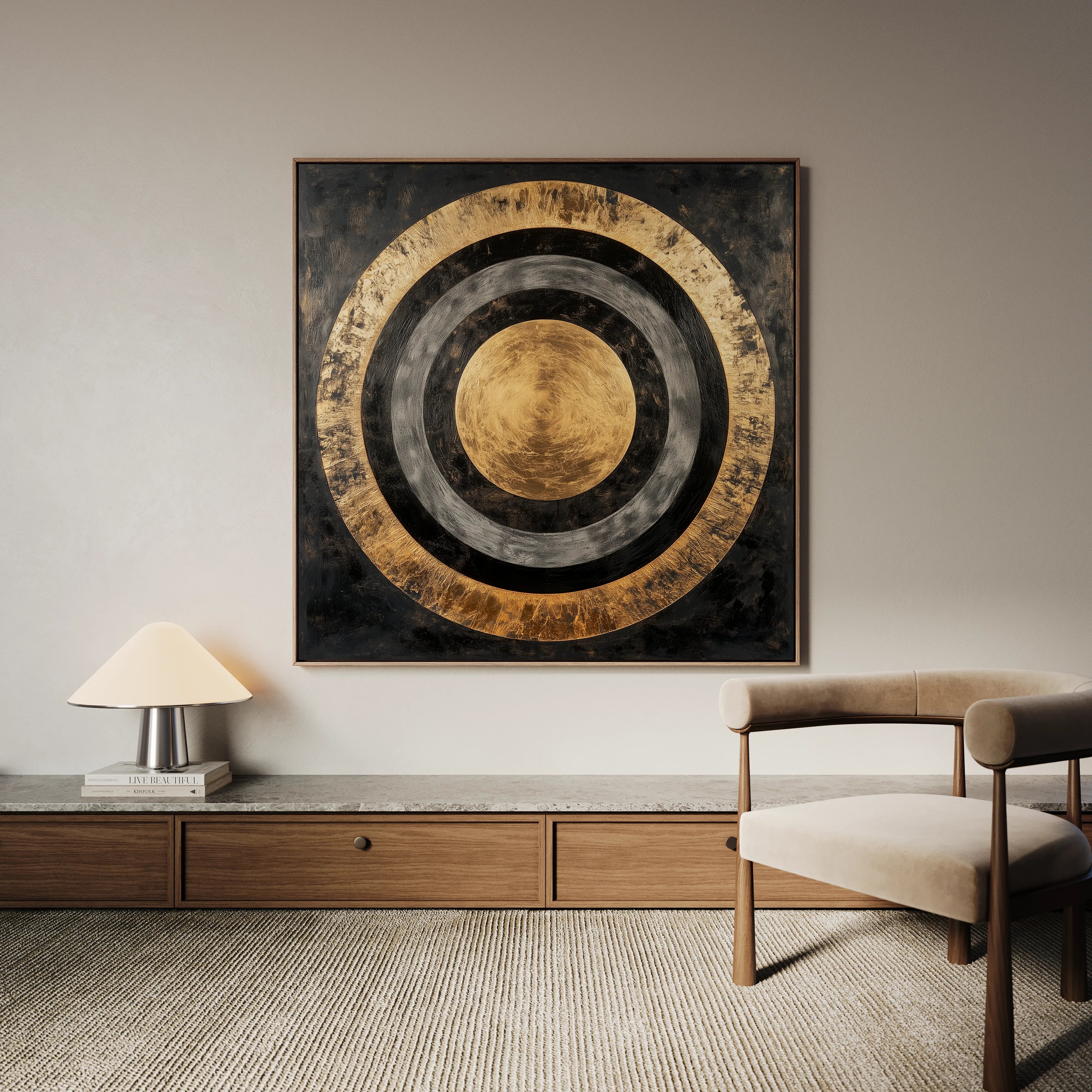 Abstract 984 Canvas Art 16" x 16" / 40 x 40 cm / Black