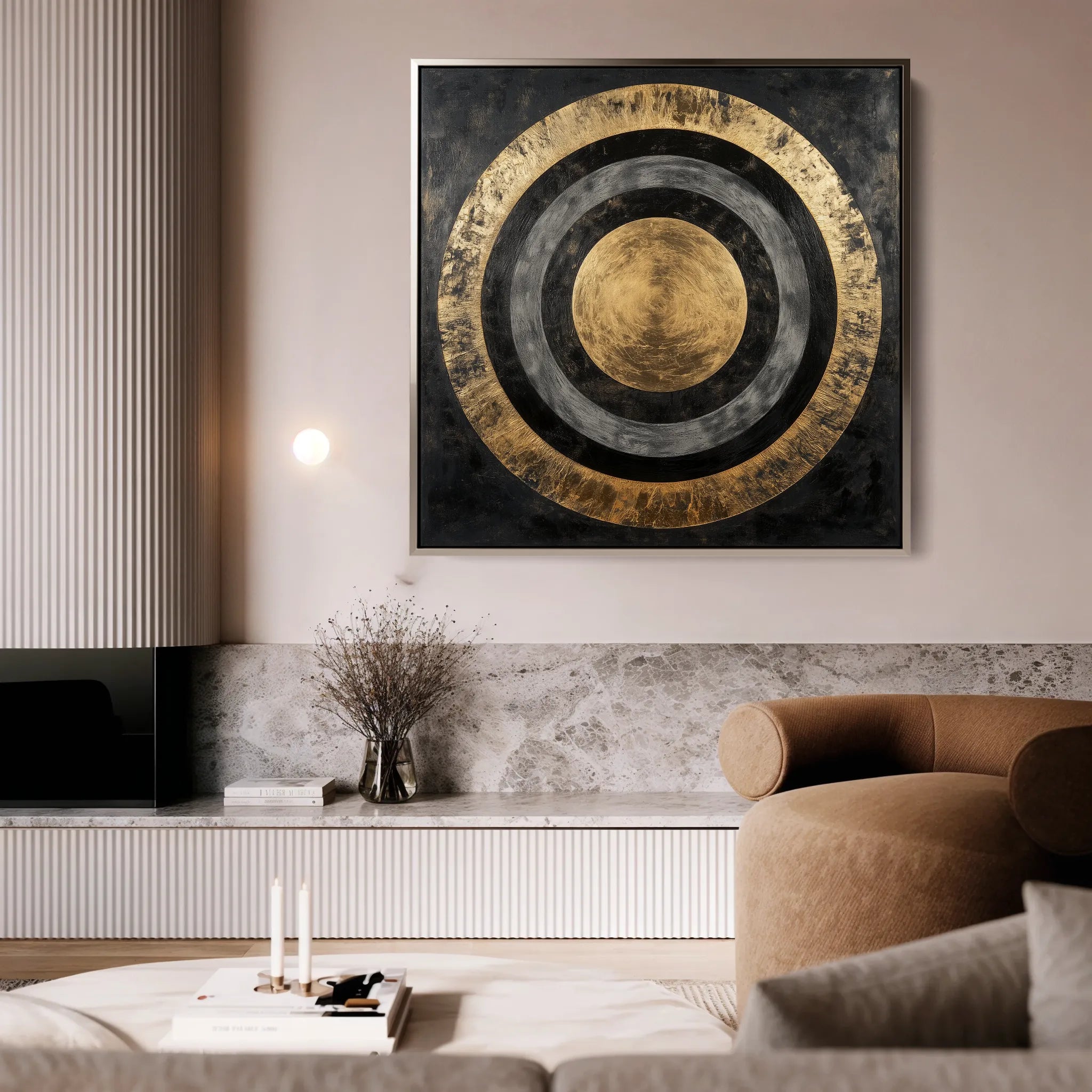 Abstract 984 Canvas Art 16" x 16" / 40 x 40 cm / Black