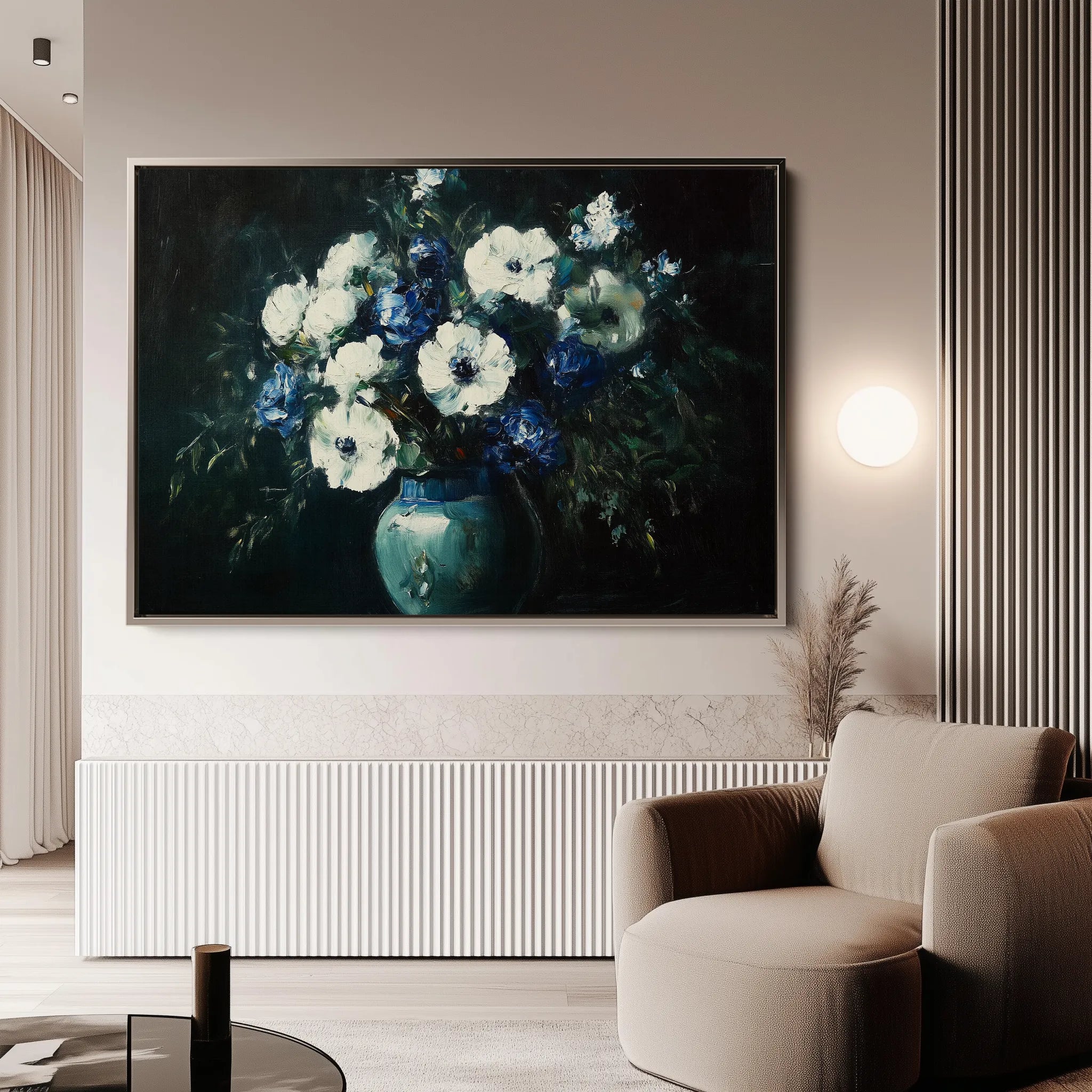 Floral 985 Canvas Art 18" x 24" / 45 x 60 cm / Black