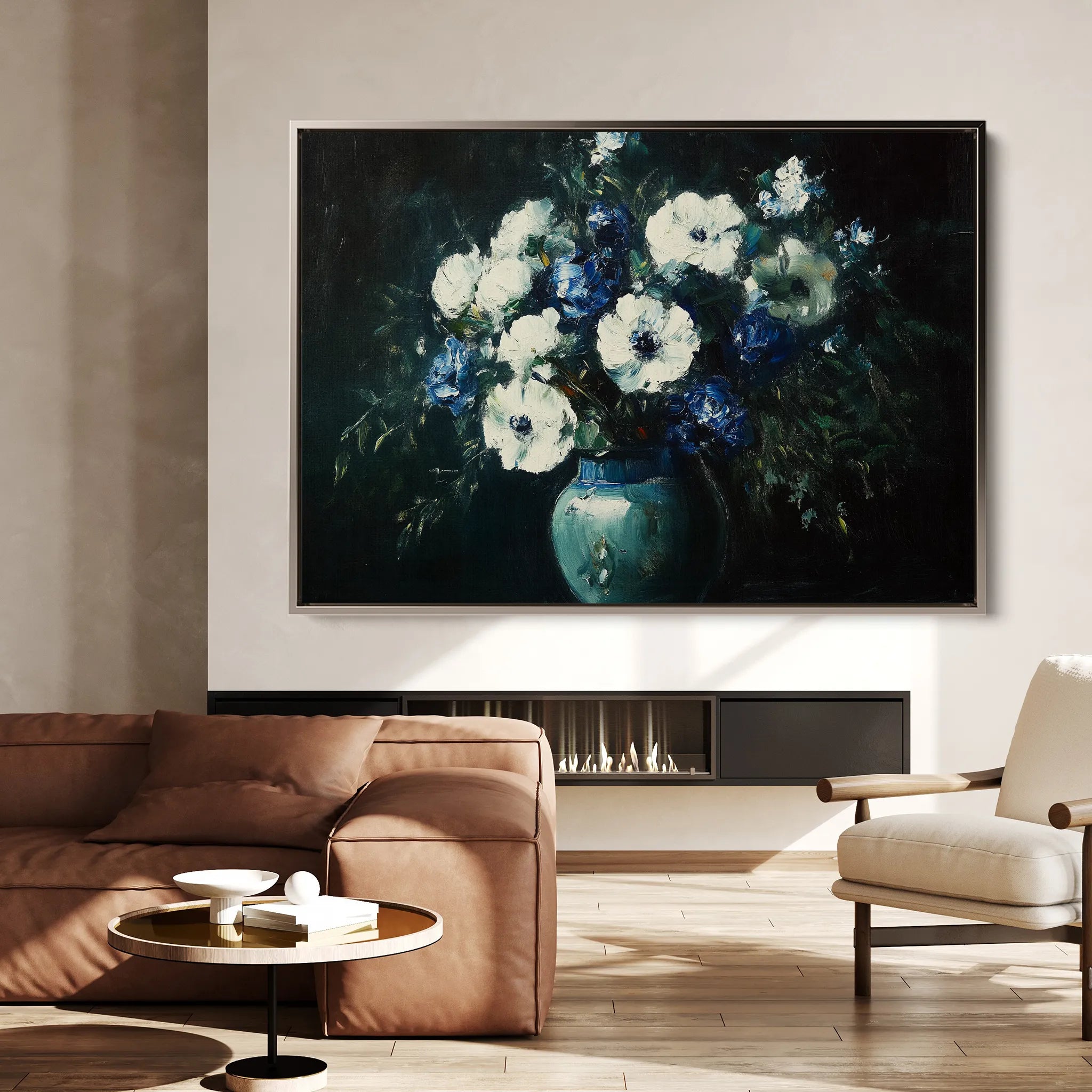 Floral 985 Canvas Art 18" x 24" / 45 x 60 cm / Black