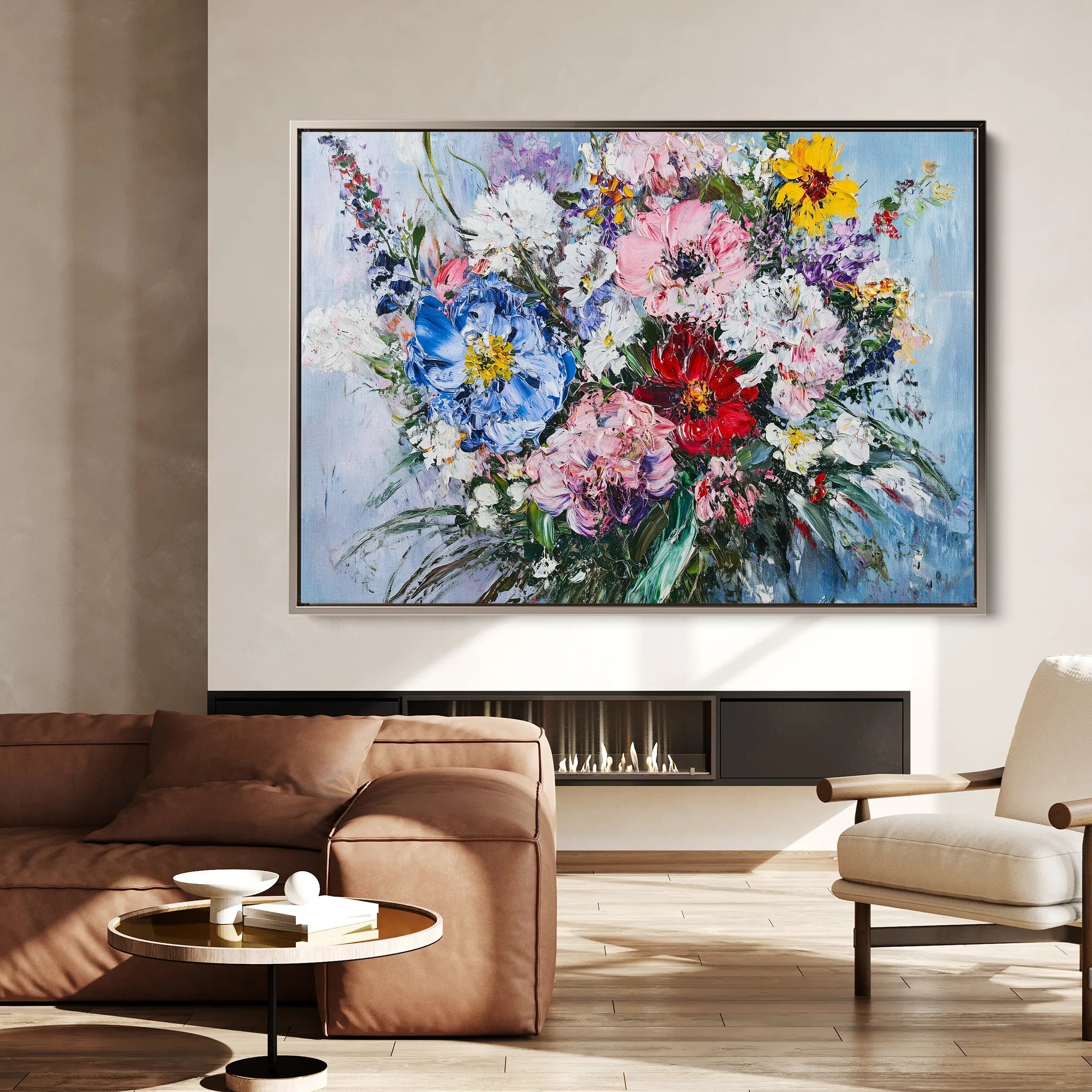 Floral 987 Canvas Art 18" x 24" / 45 x 60 cm / Black