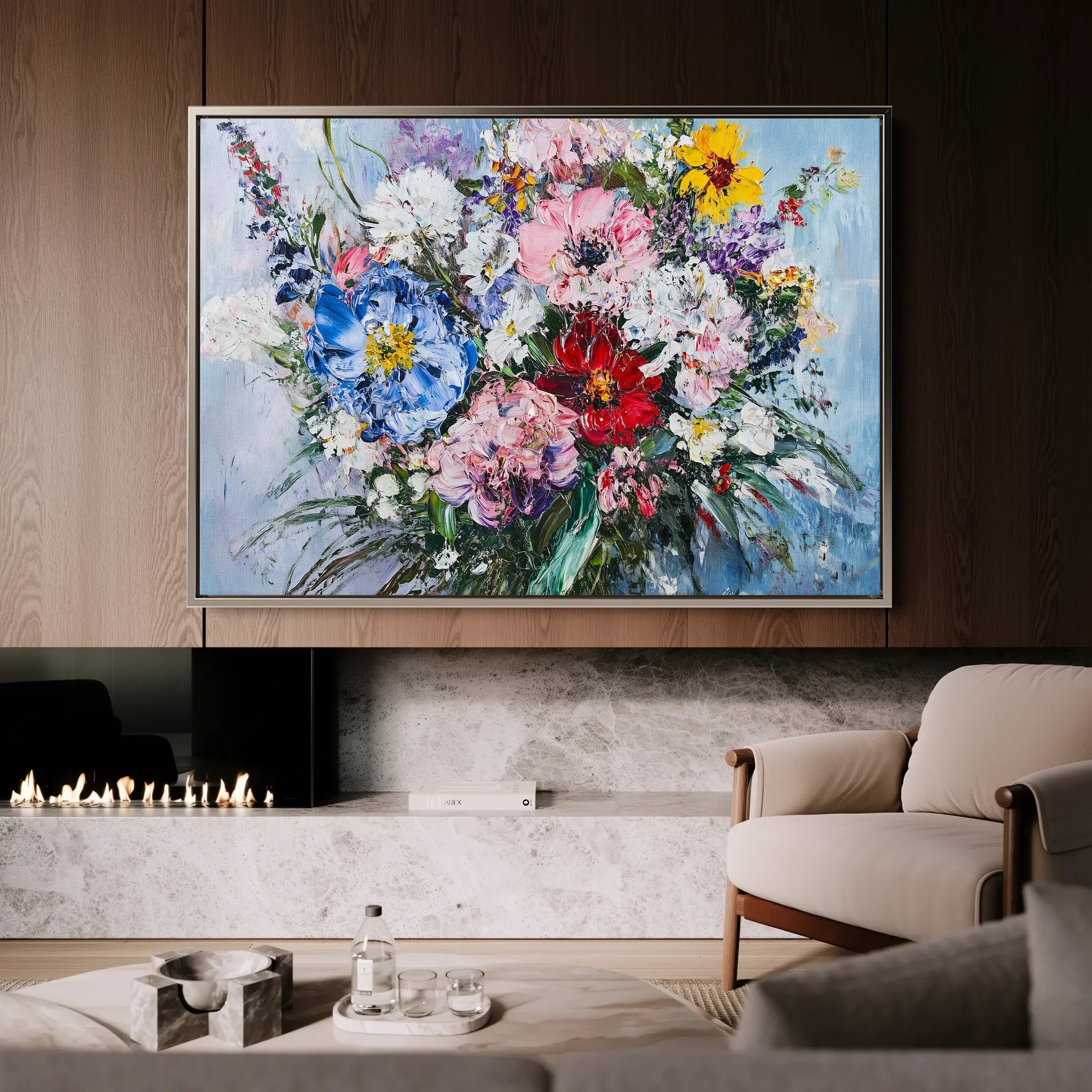 Floral 987 Canvas Art 18" x 24" / 45 x 60 cm / Black
