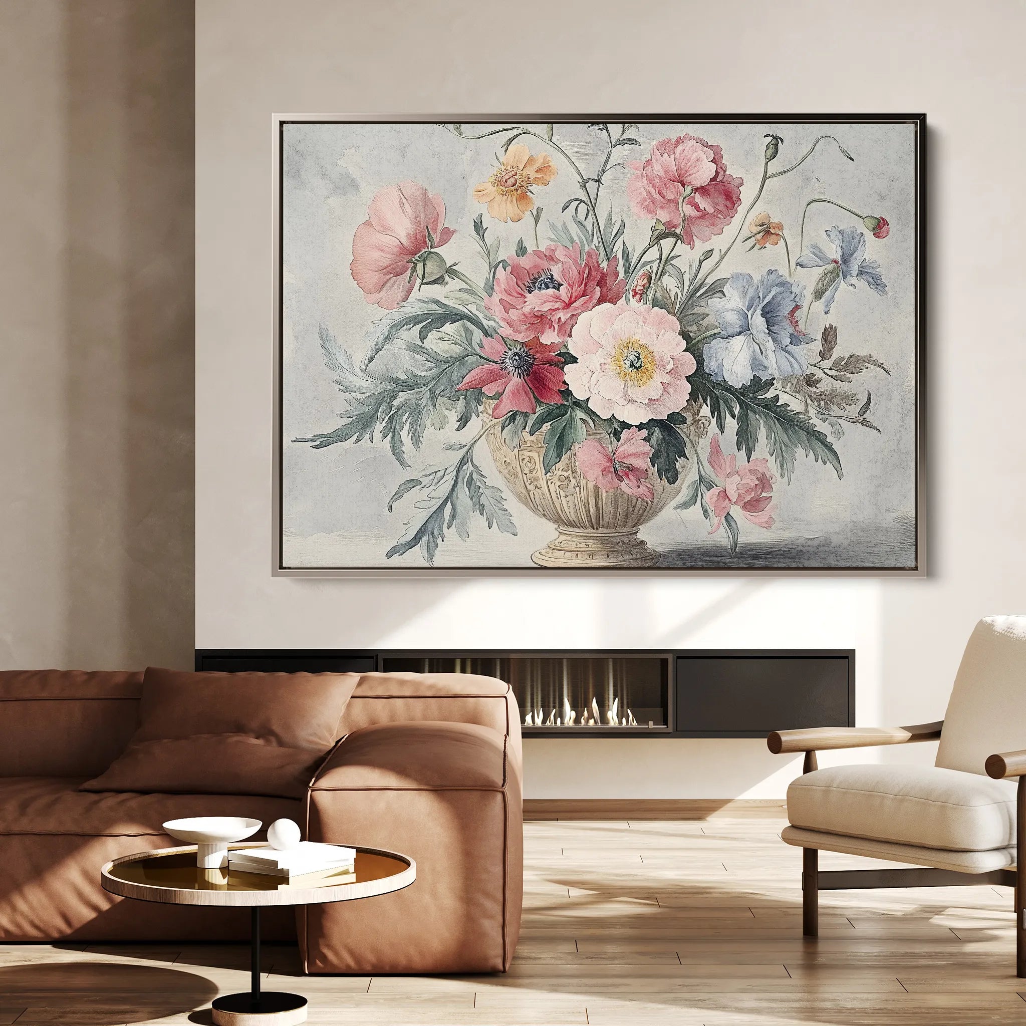 Floral 988 Canvas Art 18" x 24" / 45 x 60 cm / Black