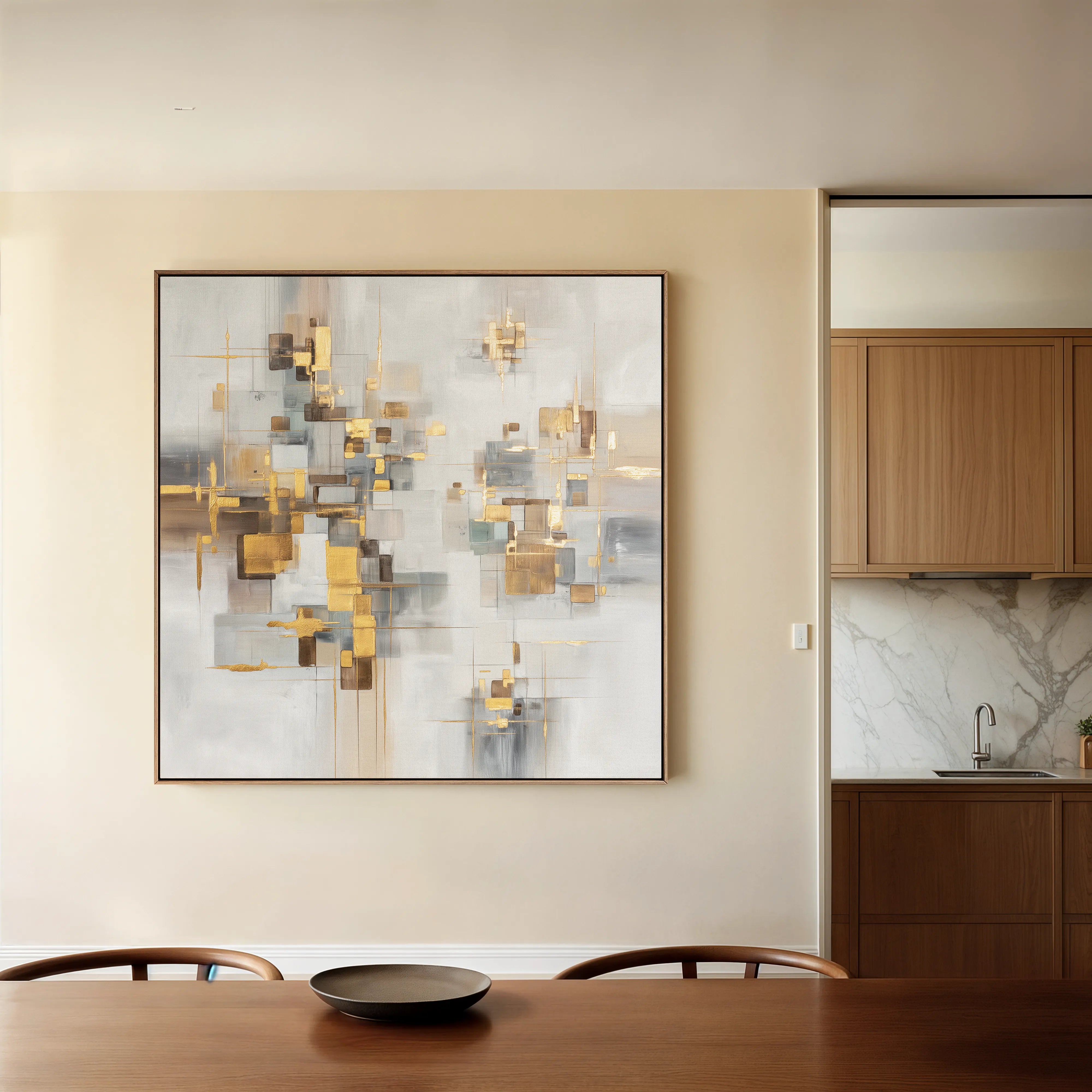 Abstract 989 Canvas Art 16" x 16" / 40 x 40 cm / Black