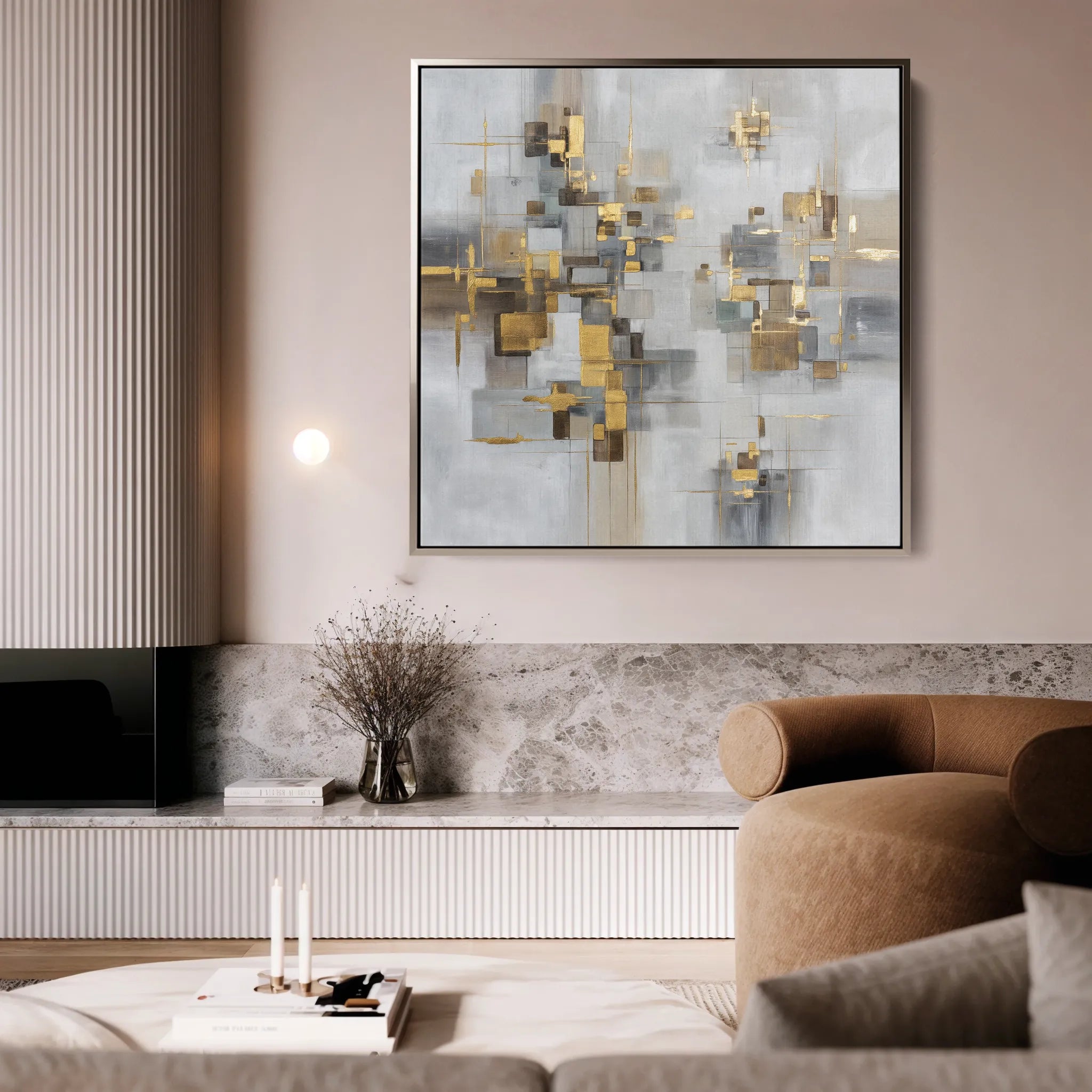 Abstract 989 Canvas Art 16" x 16" / 40 x 40 cm / Black