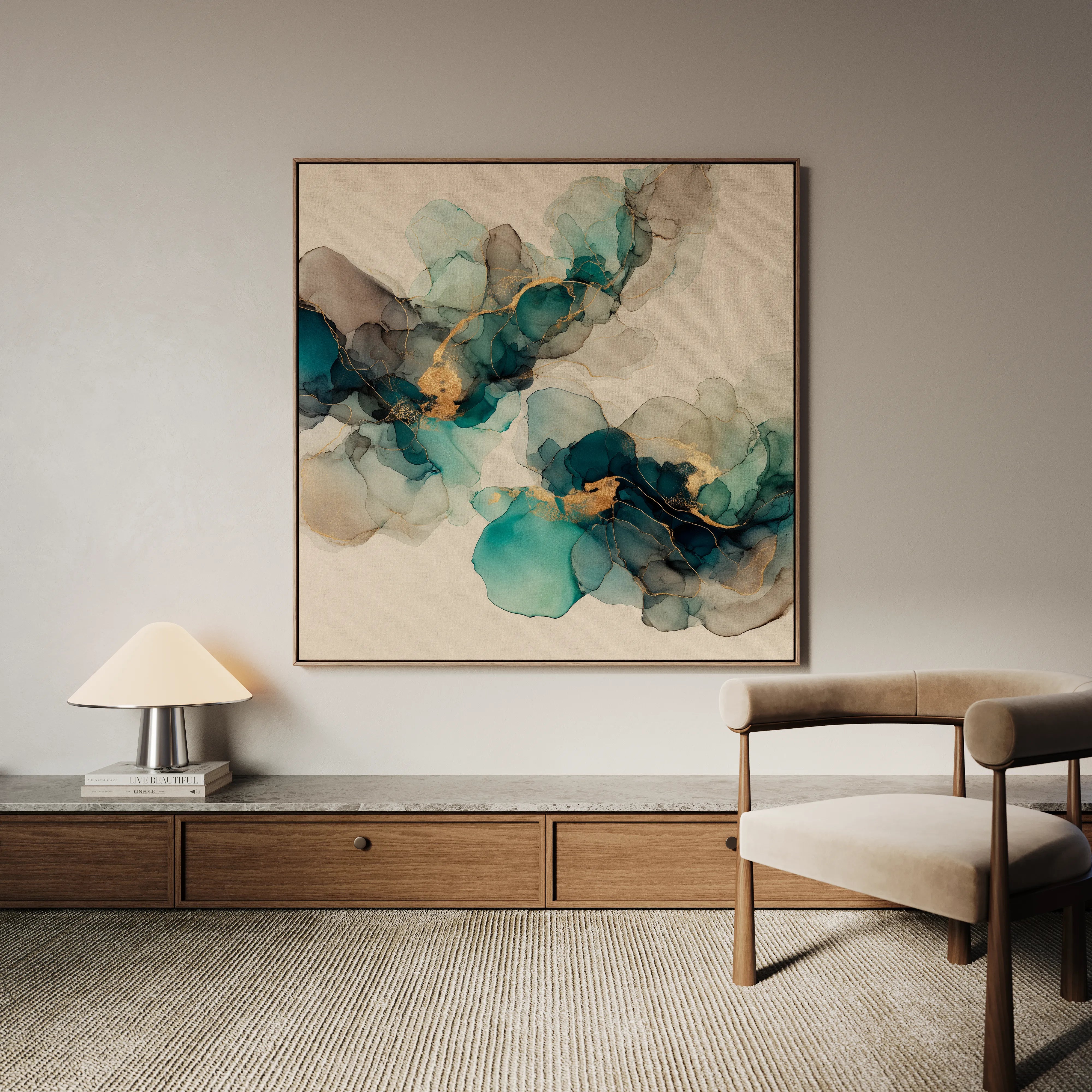 Abstract 990 Canvas Art 16" x 16" / 40 x 40 cm / Black