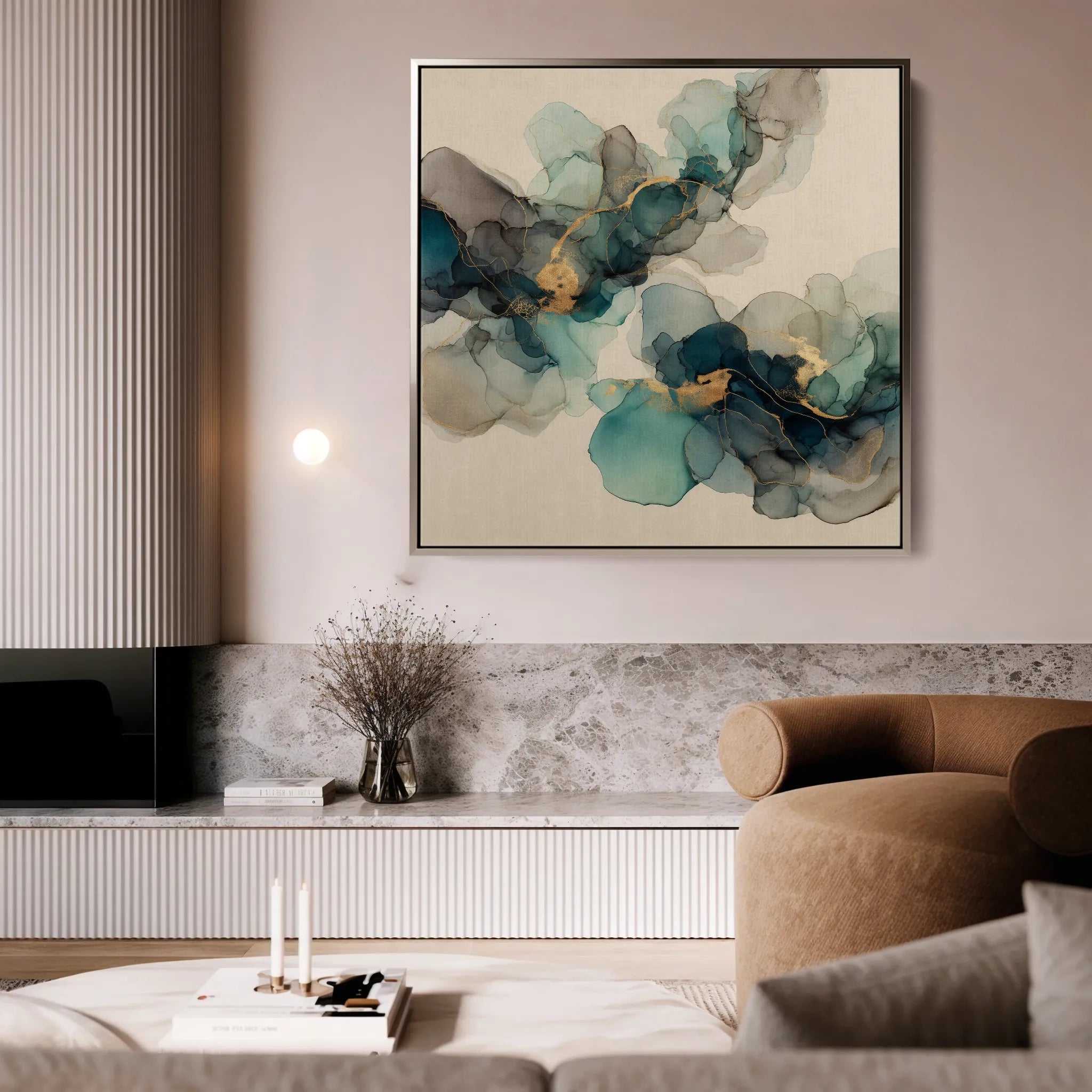 Abstract 990 Canvas Art 16" x 16" / 40 x 40 cm / Black