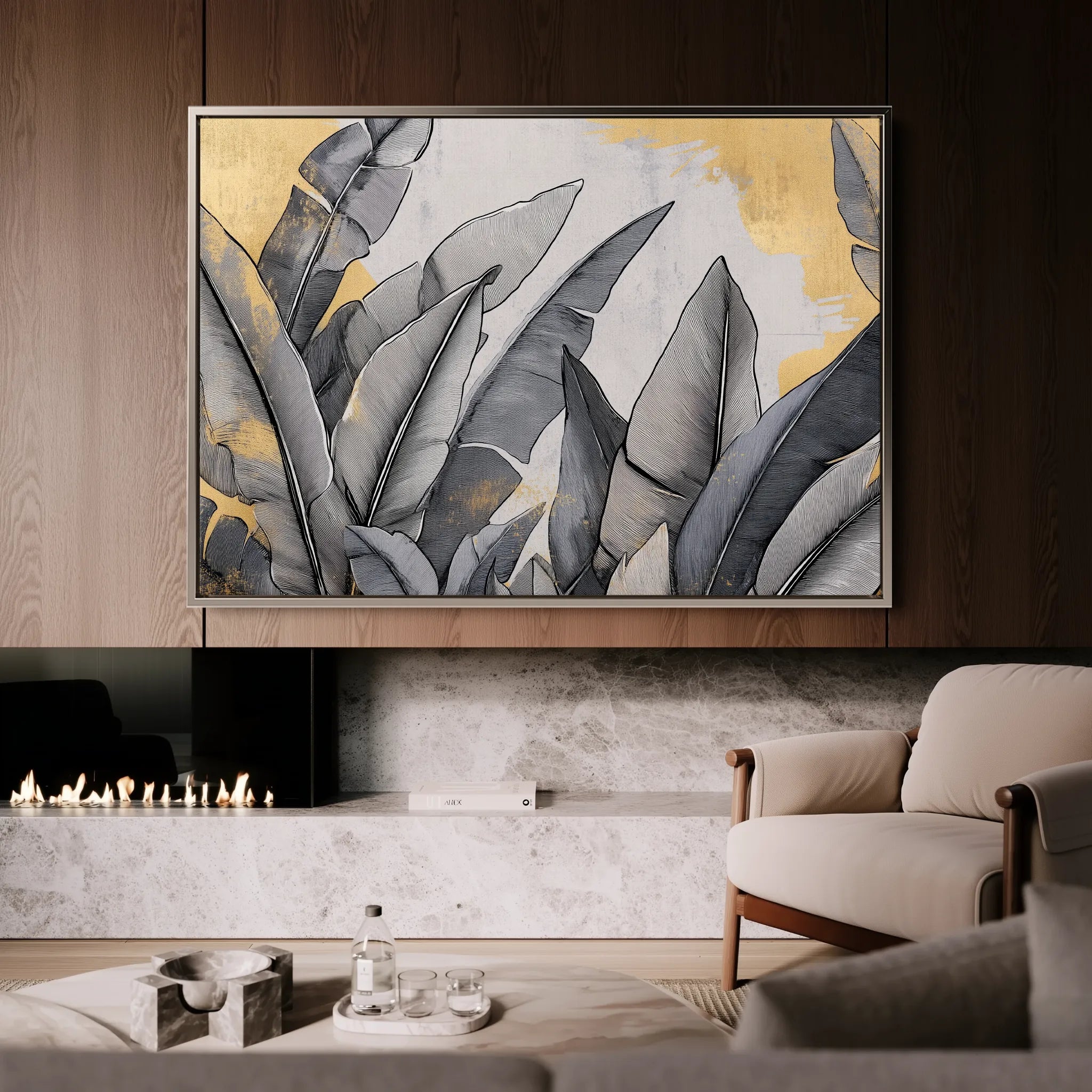 Floral 990 Canvas Art 18" x 24" / 45 x 60 cm / Black