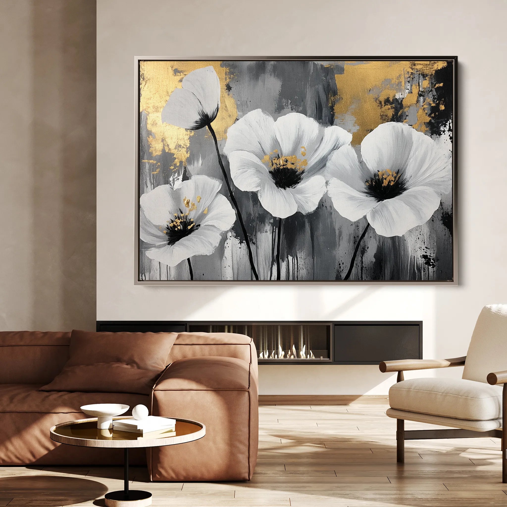 Floral 993 Canvas Art 18" x 24" / 45 x 60 cm / Black