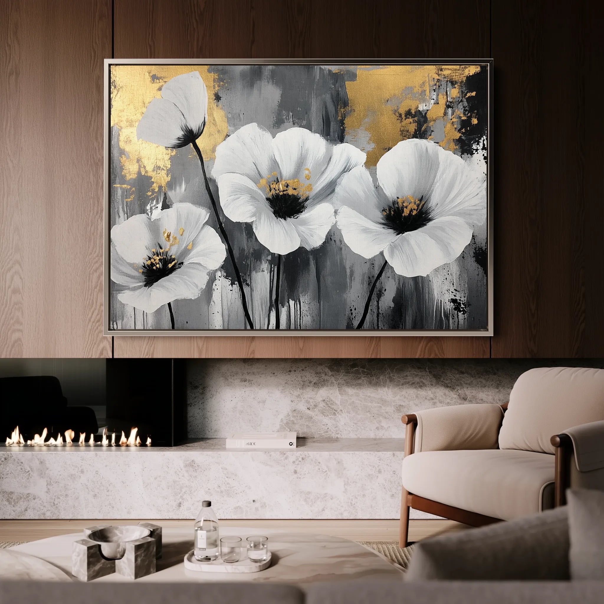 Floral 993 Canvas Art 18" x 24" / 45 x 60 cm / Black