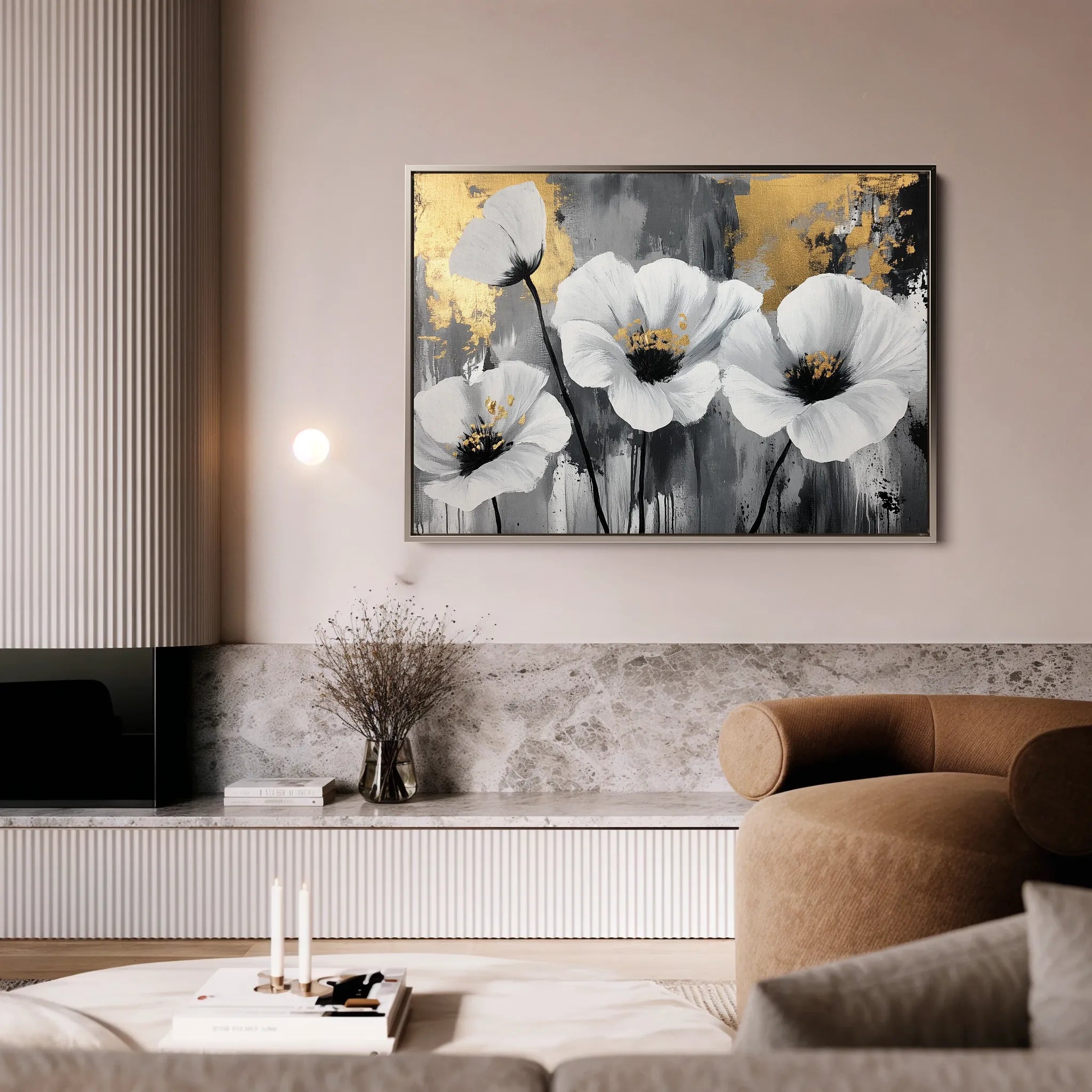 Floral 993 Canvas Art 18" x 24" / 45 x 60 cm / Black