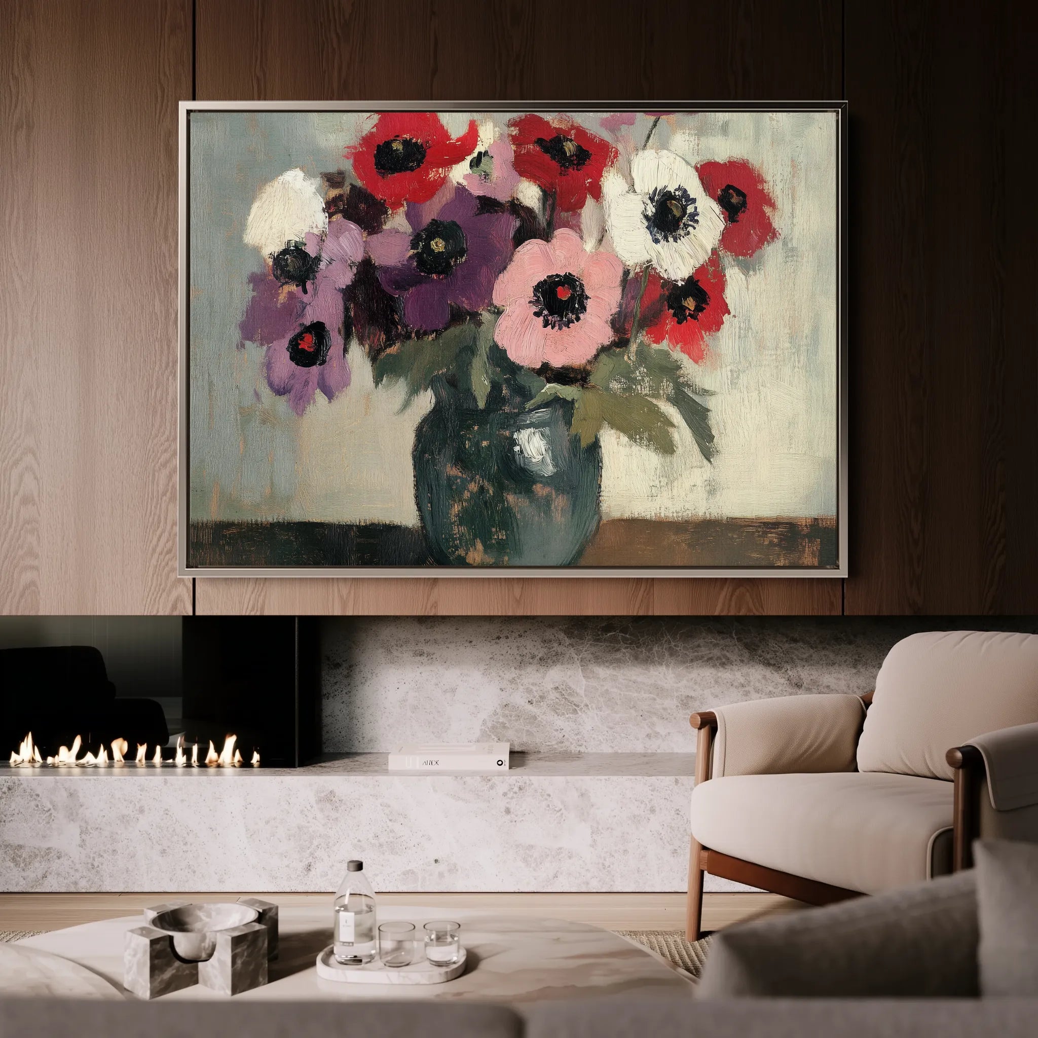 Floral 995 Canvas Art 18" x 24" / 45 x 60 cm / Black