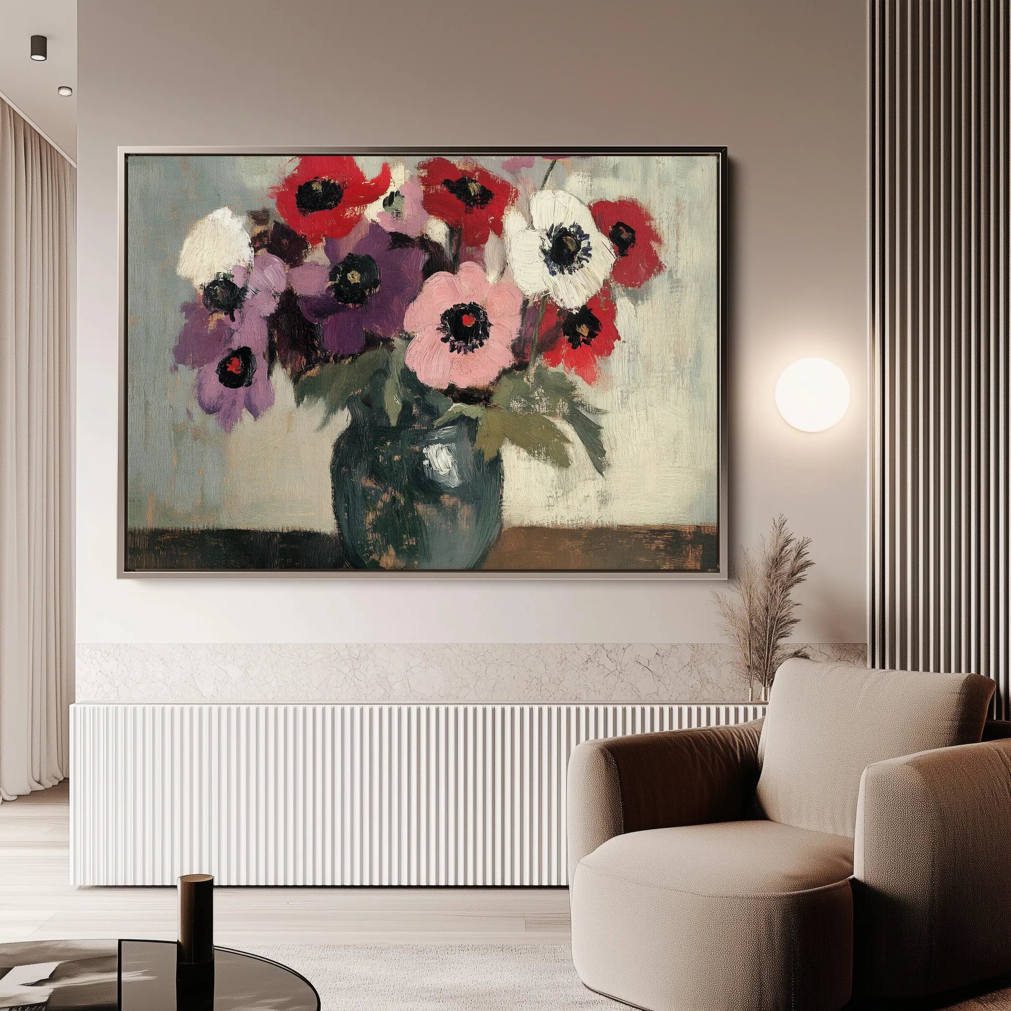 Floral 995 Canvas Art 18" x 24" / 45 x 60 cm / Black