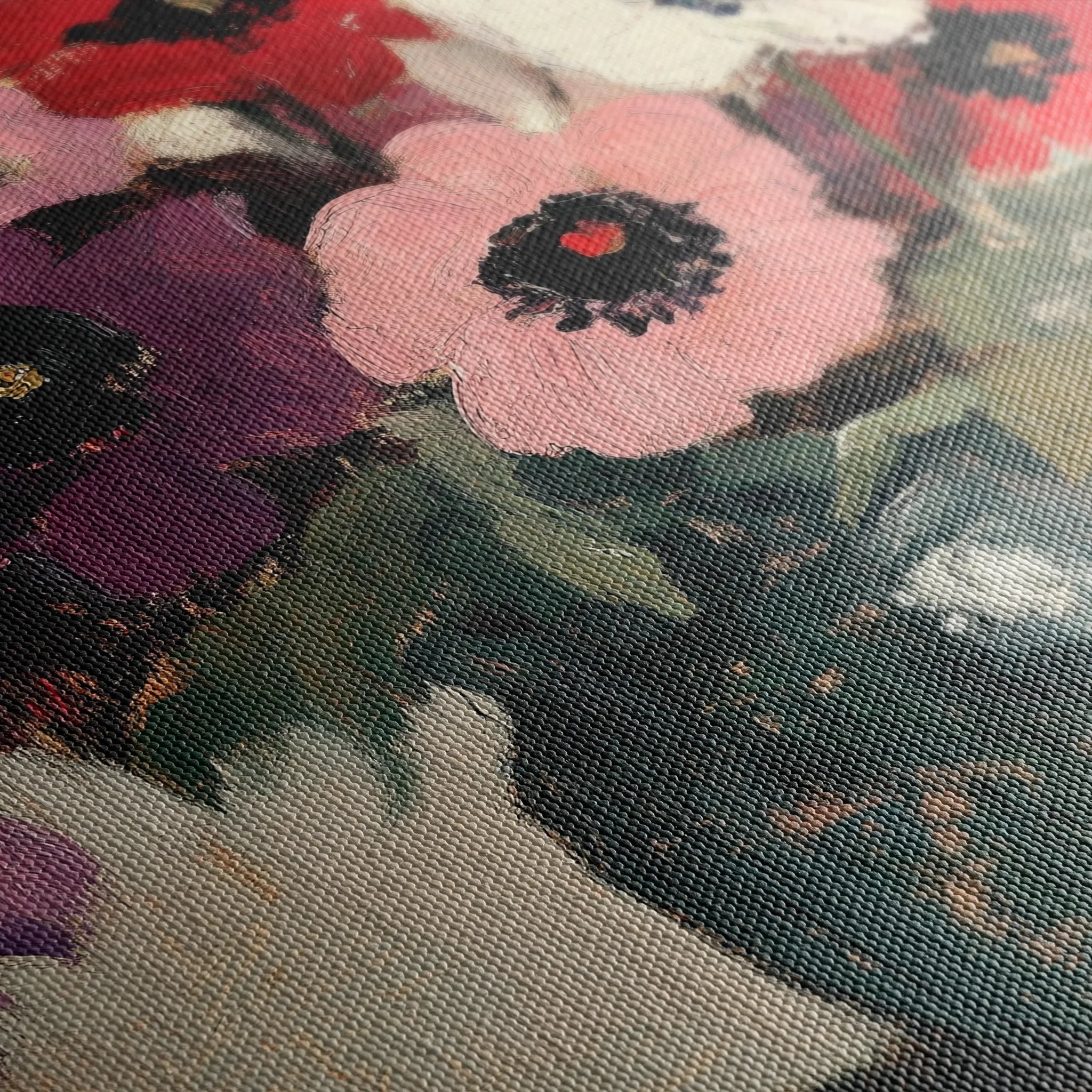 Floral 995 Canvas Art 18" x 24" / 45 x 60 cm / Black