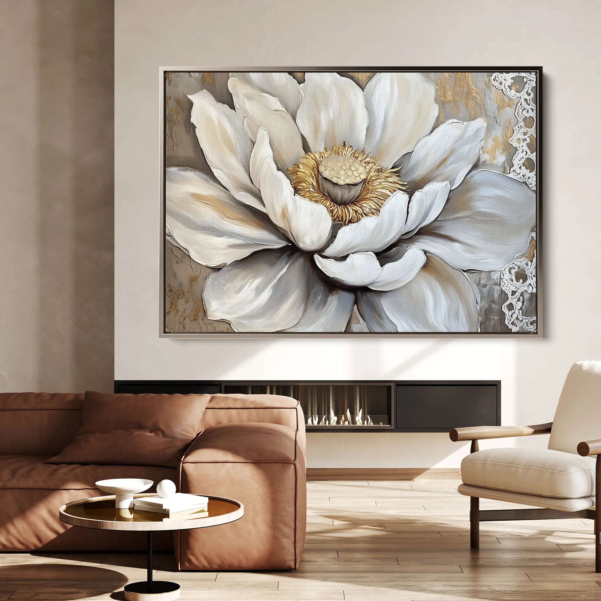 Floral 996 Canvas Art 18" x 24" / 45 x 60 cm / Black
