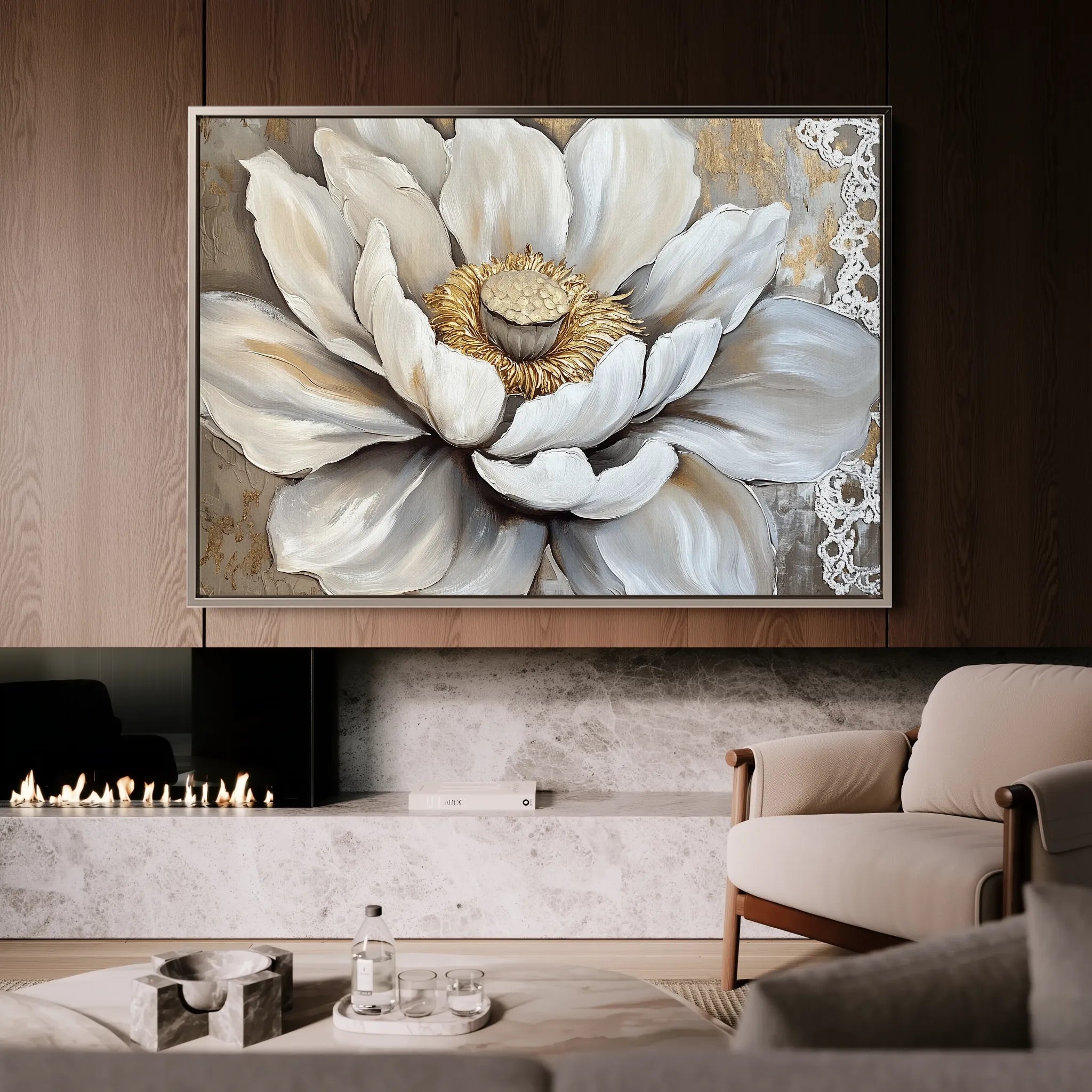 Floral 996 Canvas Art 18" x 24" / 45 x 60 cm / Black