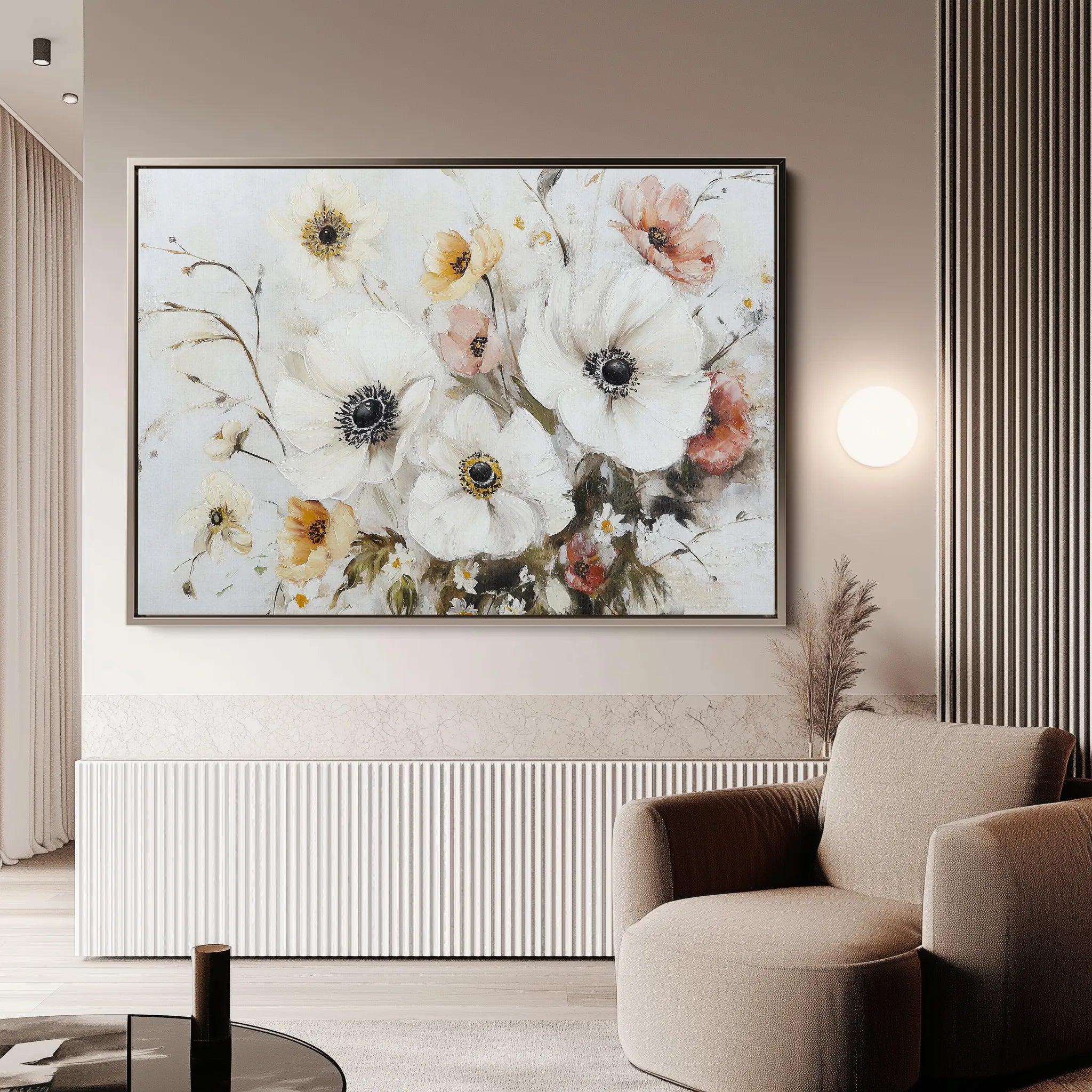 Floral 997 Canvas Art 18" x 24" / 45 x 60 cm / Black