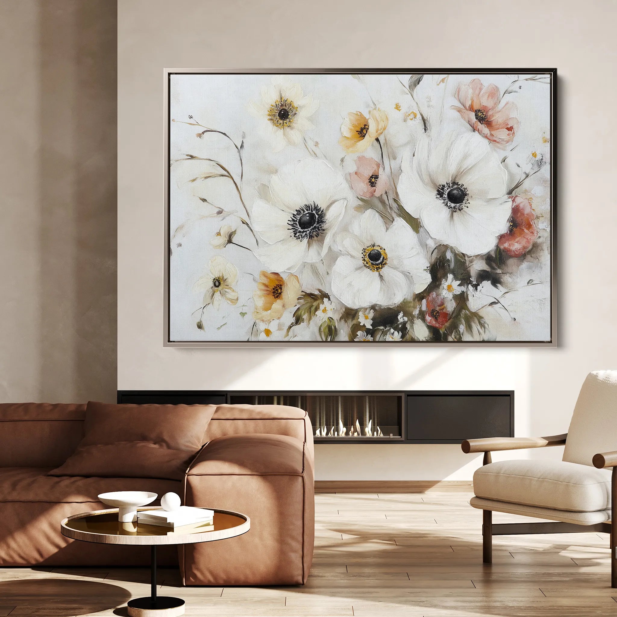 Floral 997 Canvas Art 18" x 24" / 45 x 60 cm / Black