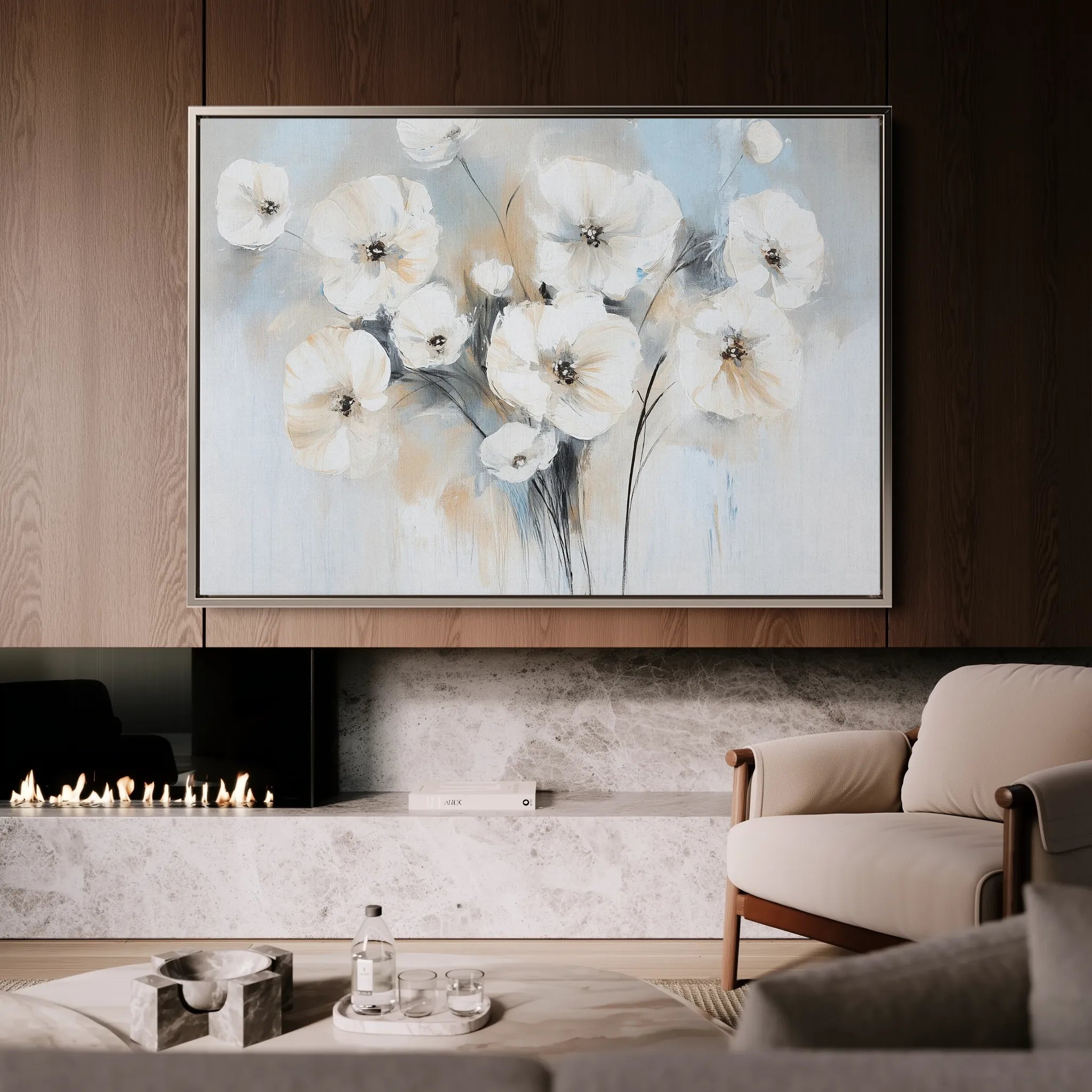Floral 998 Canvas Art 18" x 24" / 45 x 60 cm / Black