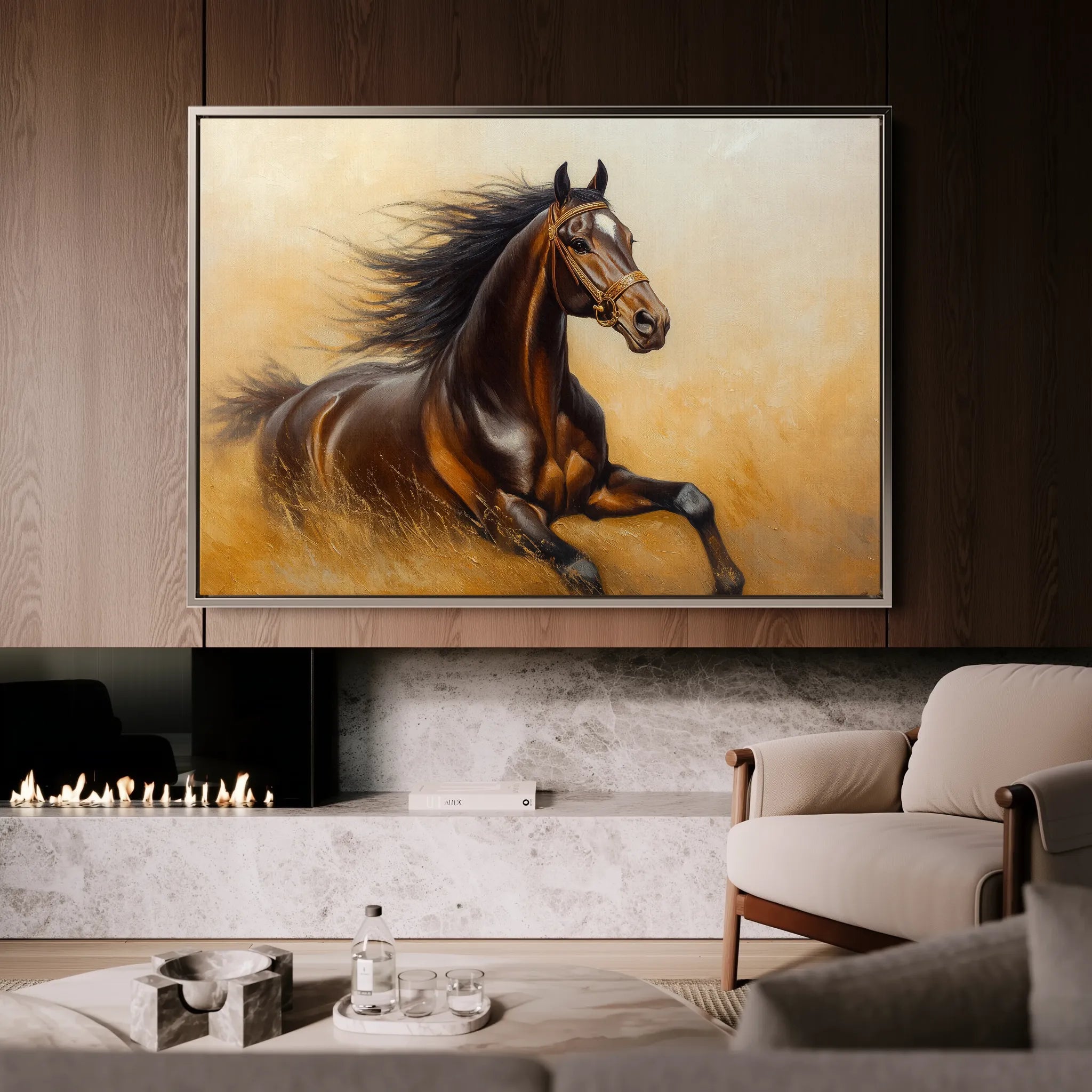Horses 001 Canvas Art 18" x 24" / 45 x 60 cm / Black