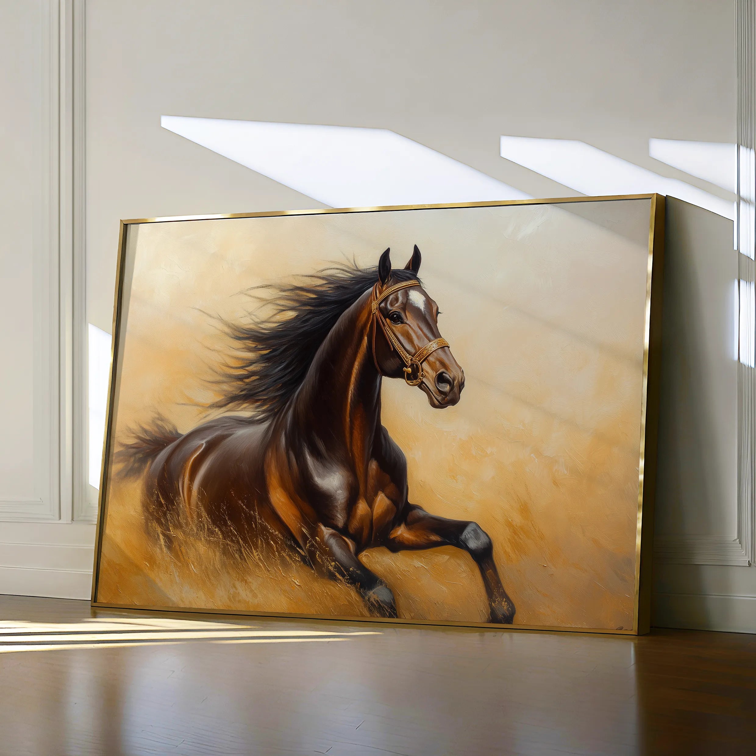 Horses 001 Canvas Art 18" x 24" / 45 x 60 cm / Black