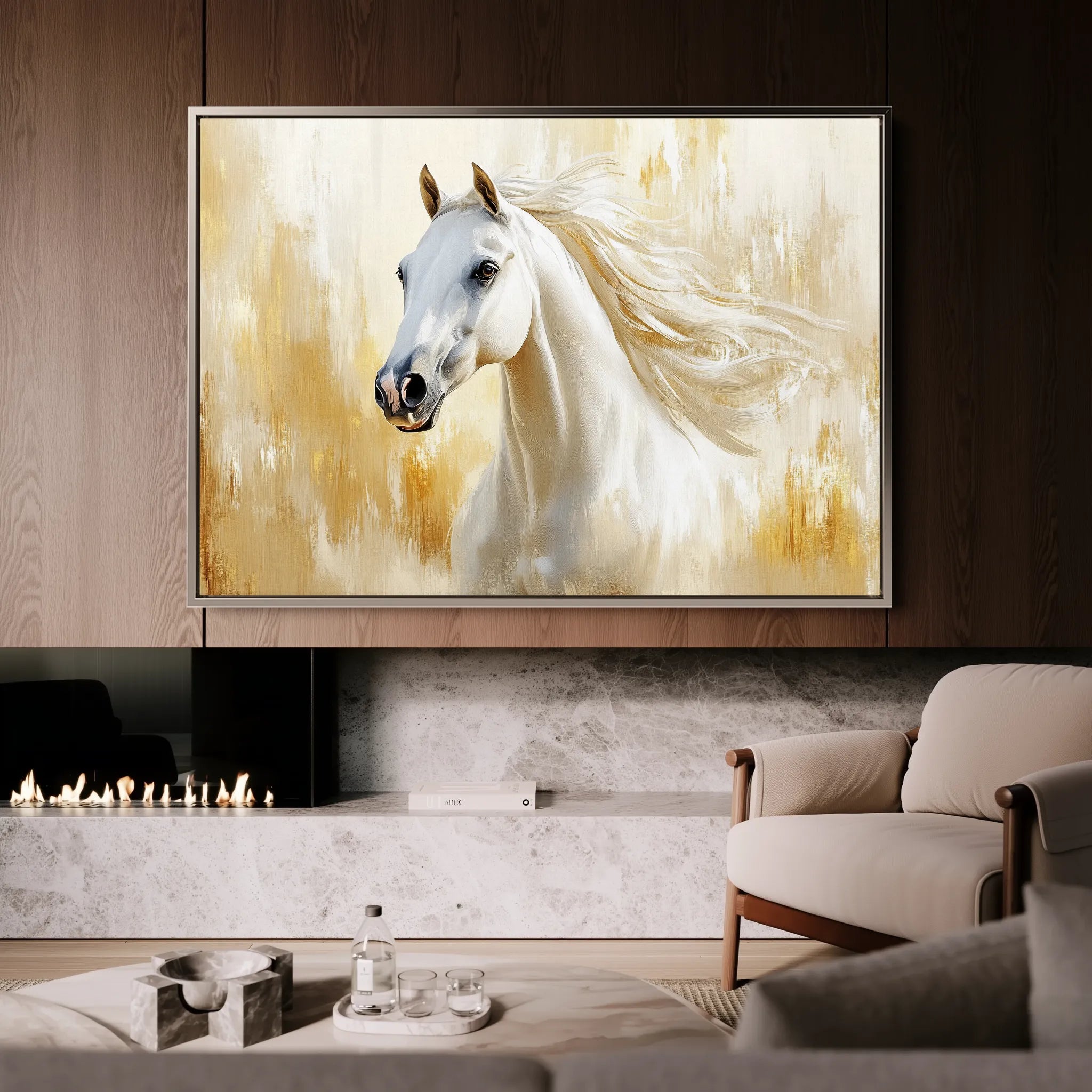 Horses 002 Canvas Art 18" x 24" / 45 x 60 cm / Black