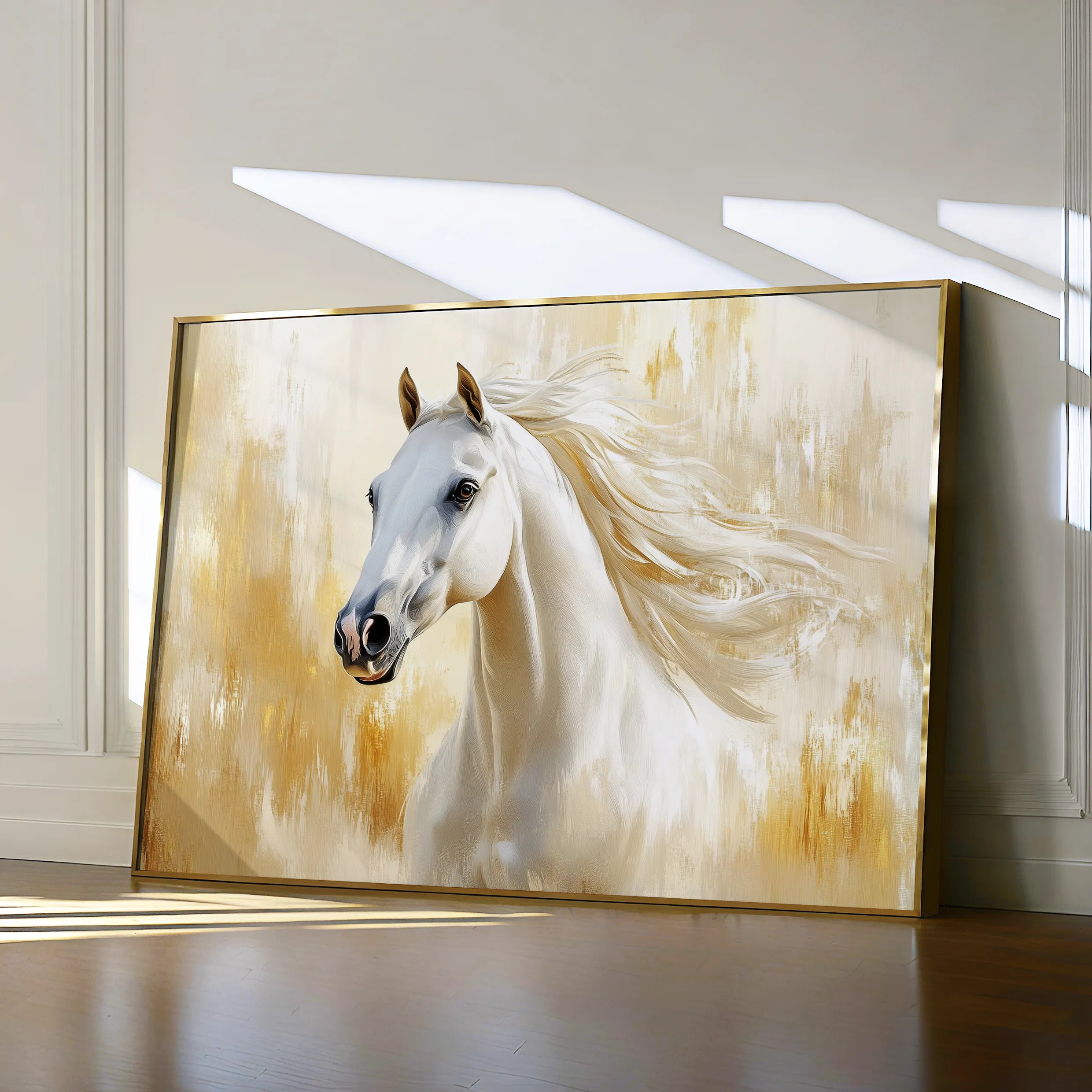 Horses 002 Canvas Art 18" x 24" / 45 x 60 cm / Black