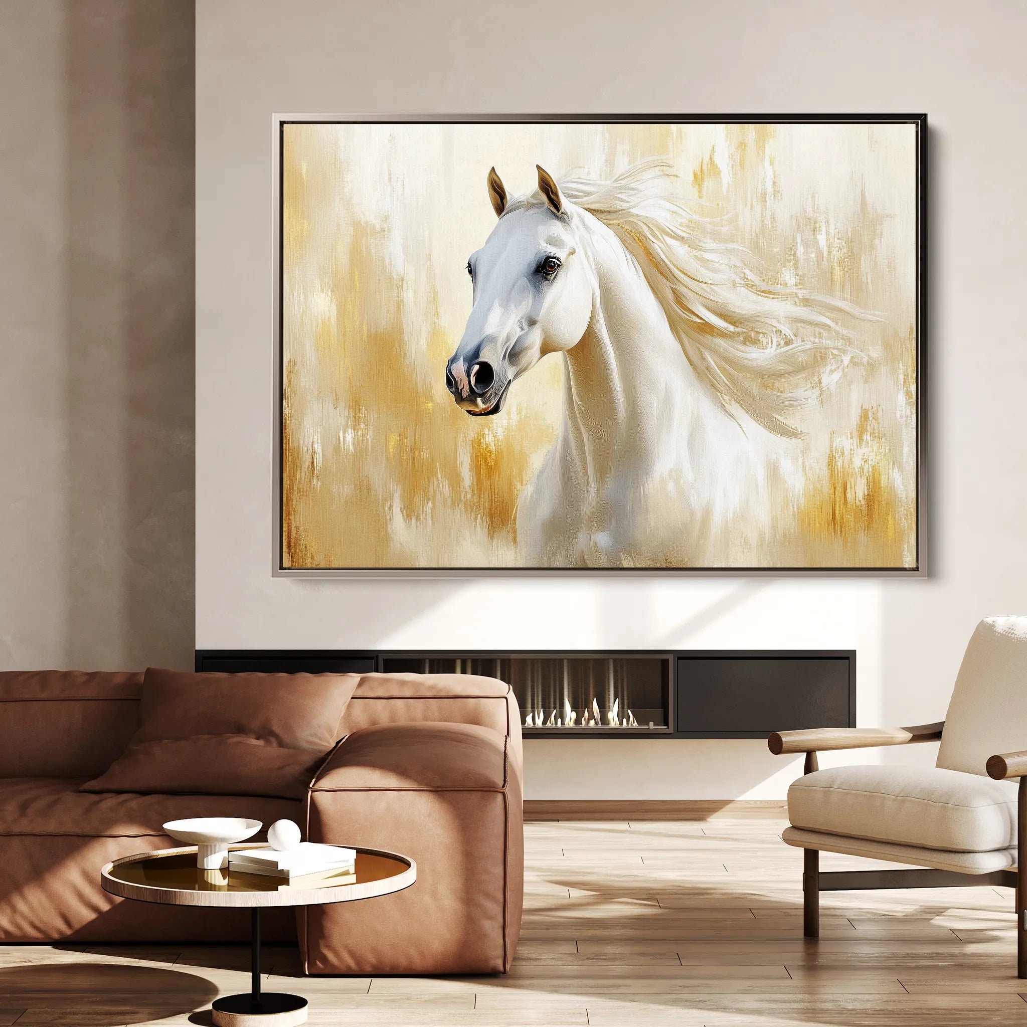 Horses 002 Canvas Art 18" x 24" / 45 x 60 cm / Black