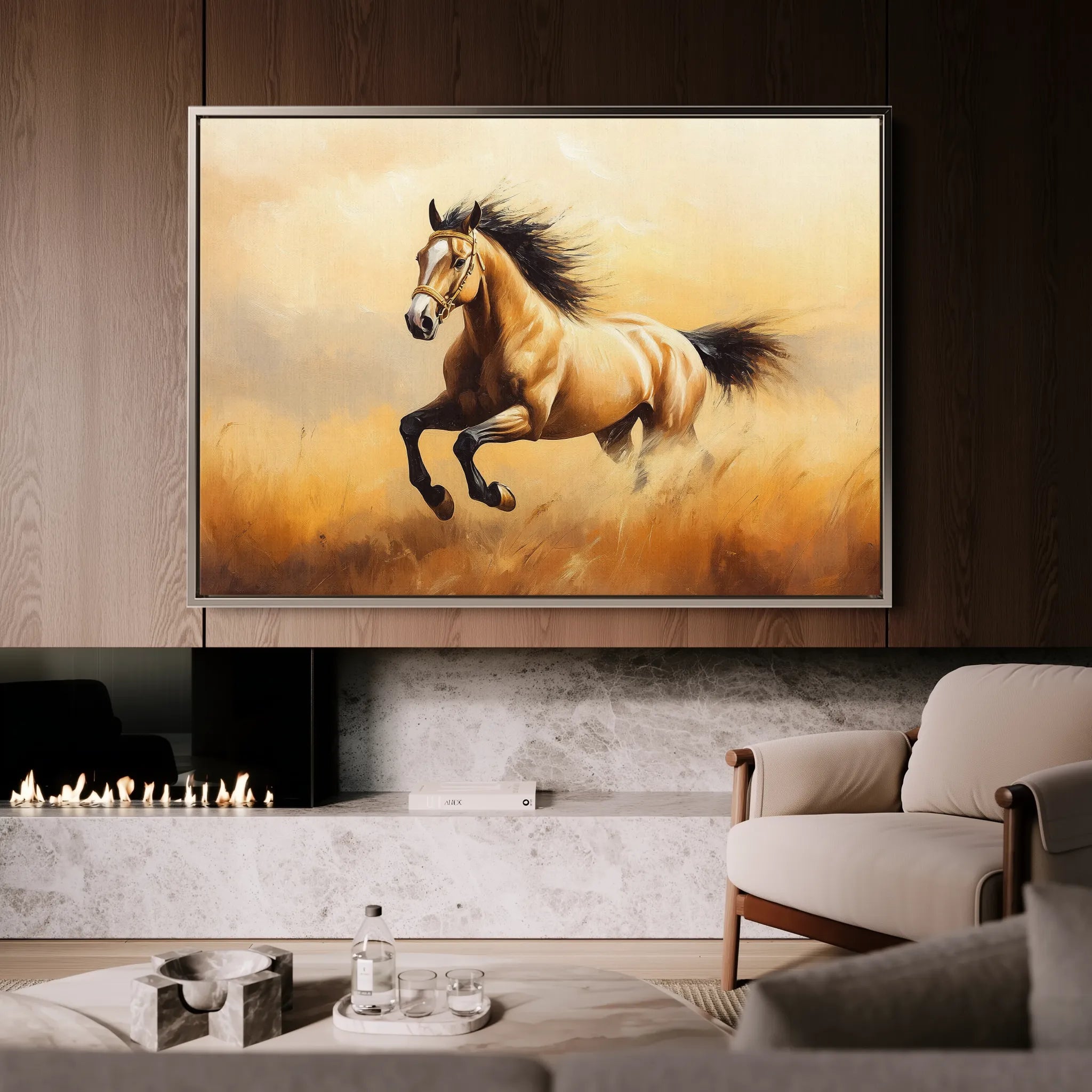 Horses 003 Canvas Art 18" x 24" / 45 x 60 cm / Black