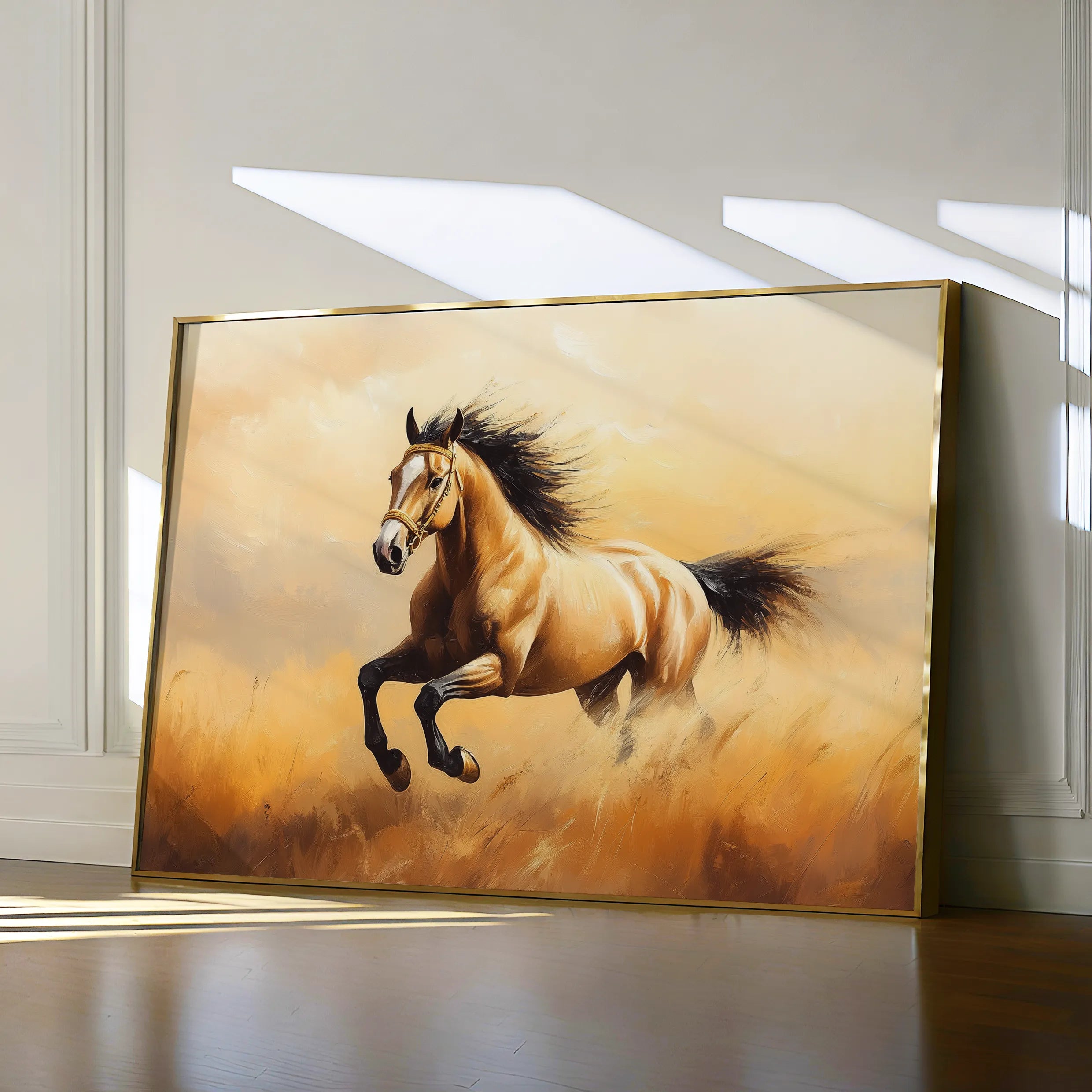 Horses 003 Canvas Art 18" x 24" / 45 x 60 cm / Black