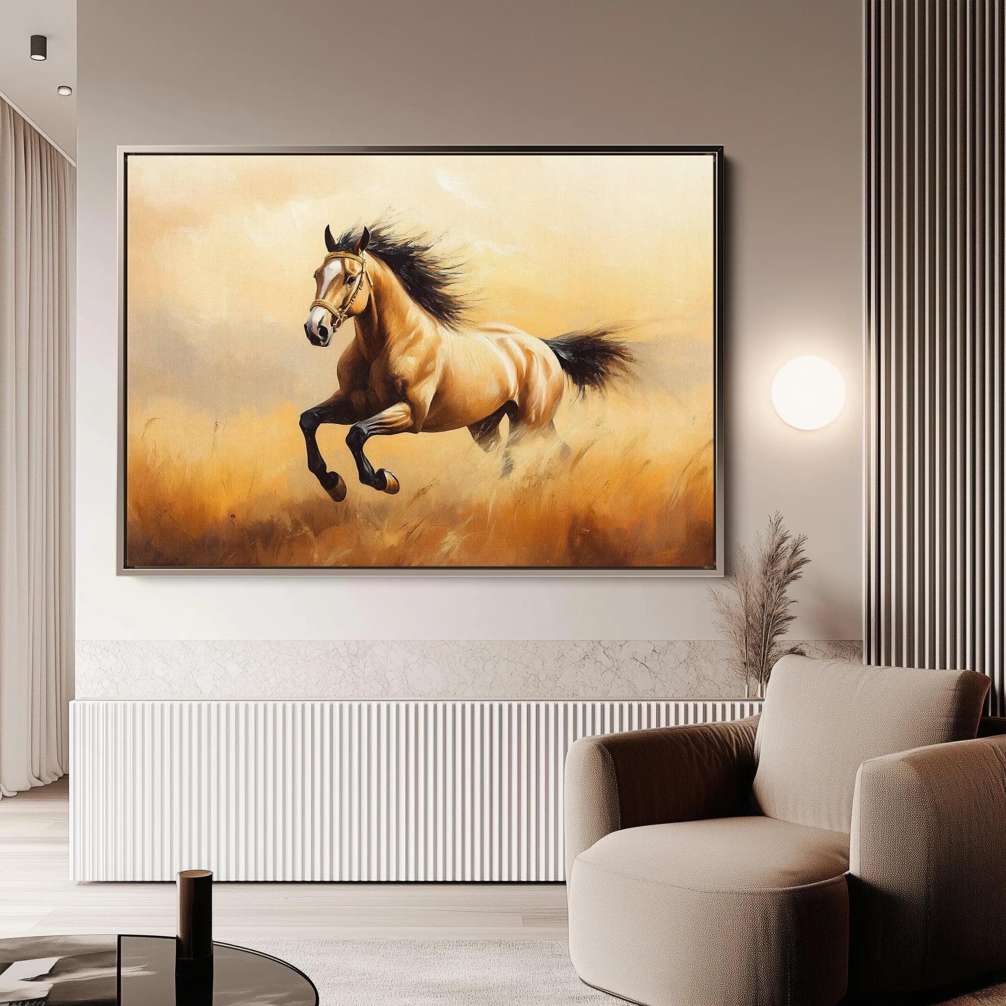 Horses 003 Canvas Art 18" x 24" / 45 x 60 cm / Black