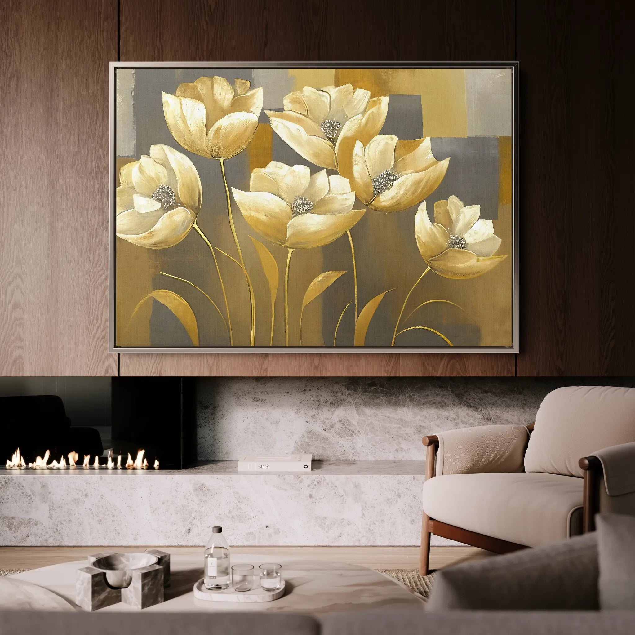 Floral 004 Canvas Art 18" x 24" / 45 x 60 cm / Black