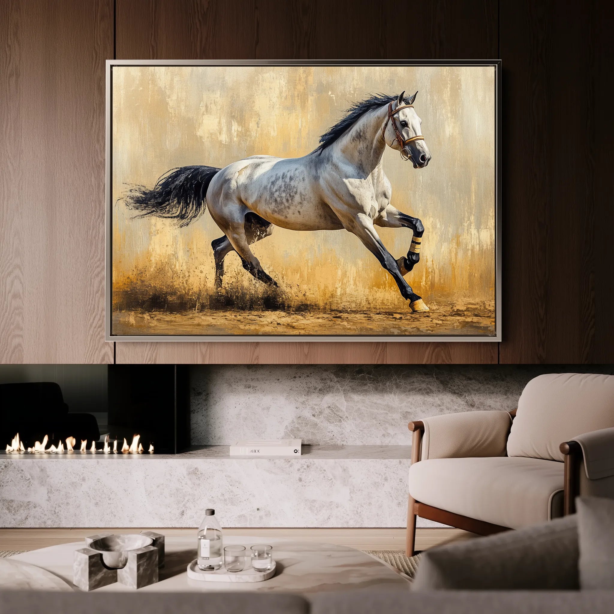 Horses 004 Canvas Art 18" x 24" / 45 x 60 cm / Black
