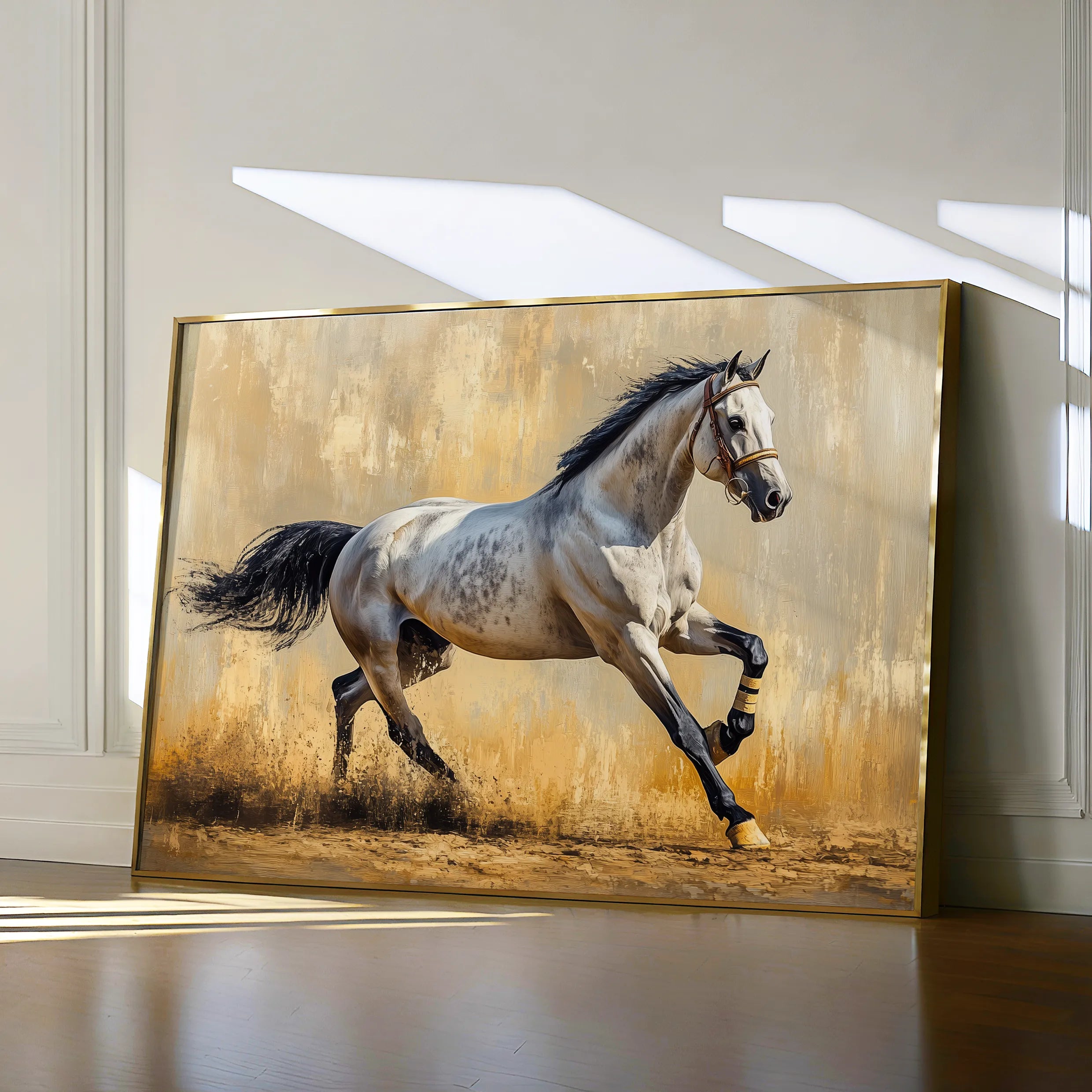 Horses 004 Canvas Art 18" x 24" / 45 x 60 cm / Black