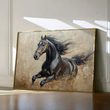 Horses 005 Canvas Art 18" x 24" / 45 x 60 cm / Black