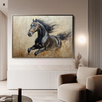 Horses 005 Canvas Art 18" x 24" / 45 x 60 cm / Black