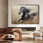 Horses 005 Canvas Art 18" x 24" / 45 x 60 cm / Black