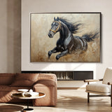 Horses 005 Canvas Art 18" x 24" / 45 x 60 cm / Black