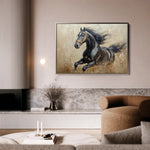 Horses 005 Canvas Art 18" x 24" / 45 x 60 cm / Black