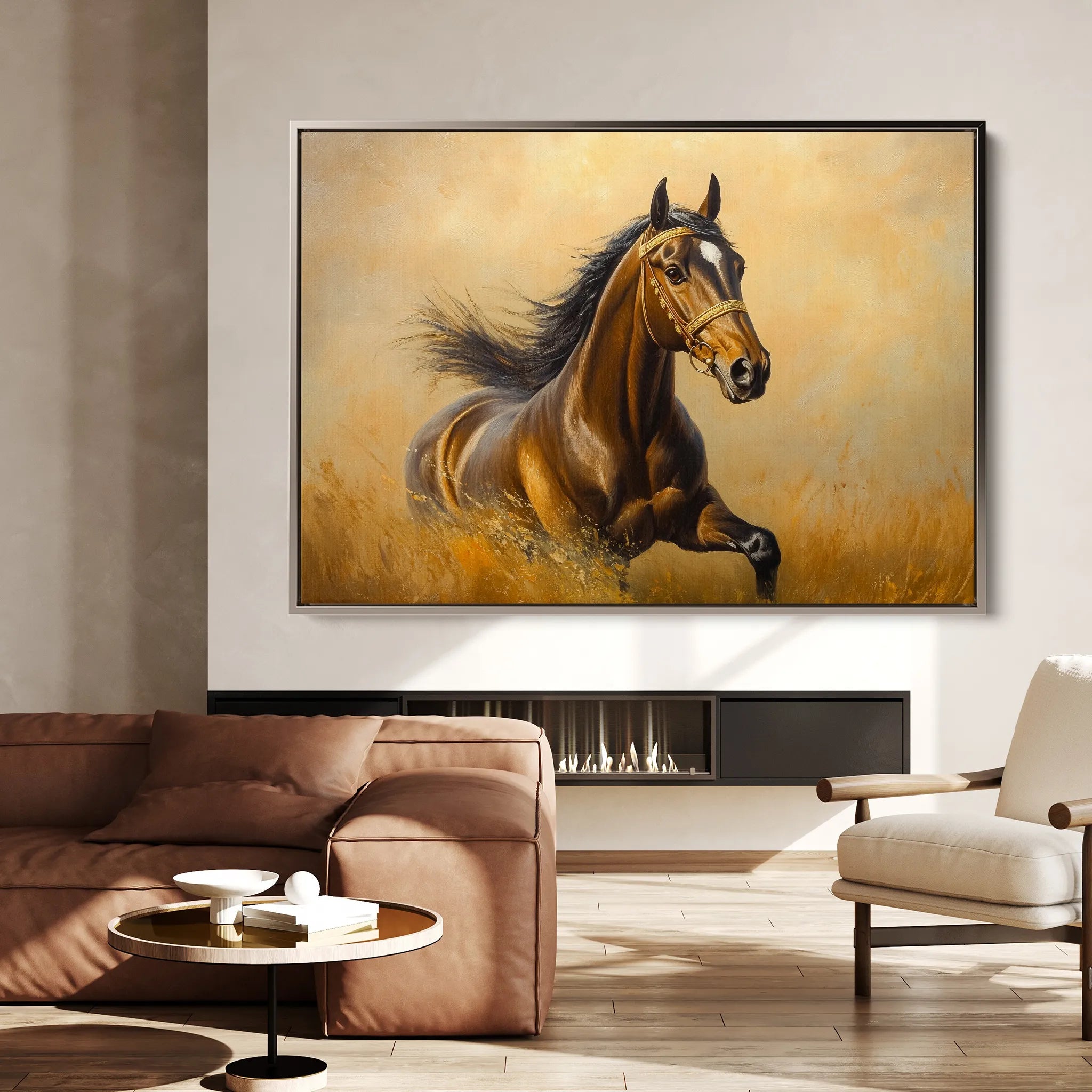 Horses 007 Canvas Art 18" x 24" / 45 x 60 cm / Black