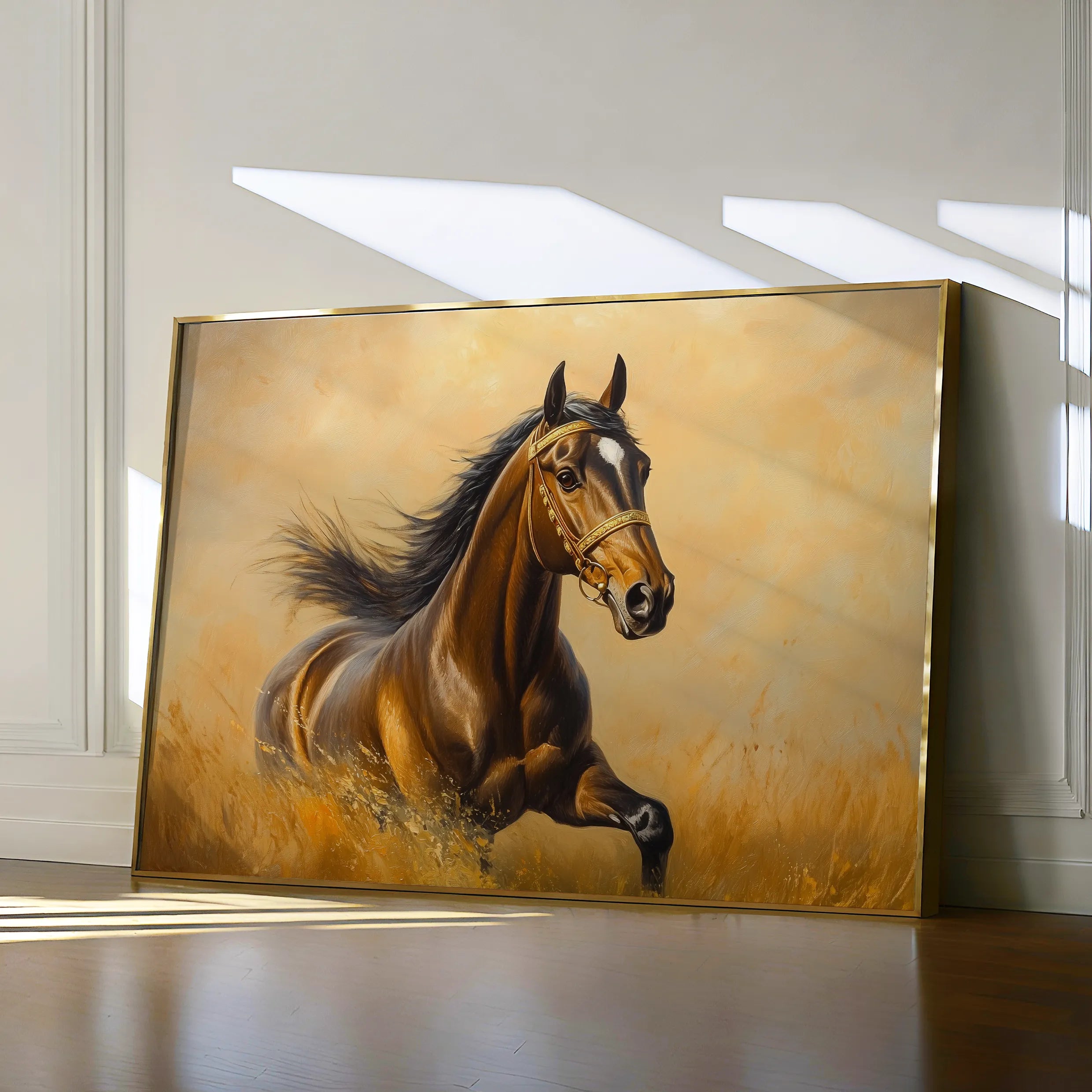 Horses 007 Canvas Art 18" x 24" / 45 x 60 cm / Black