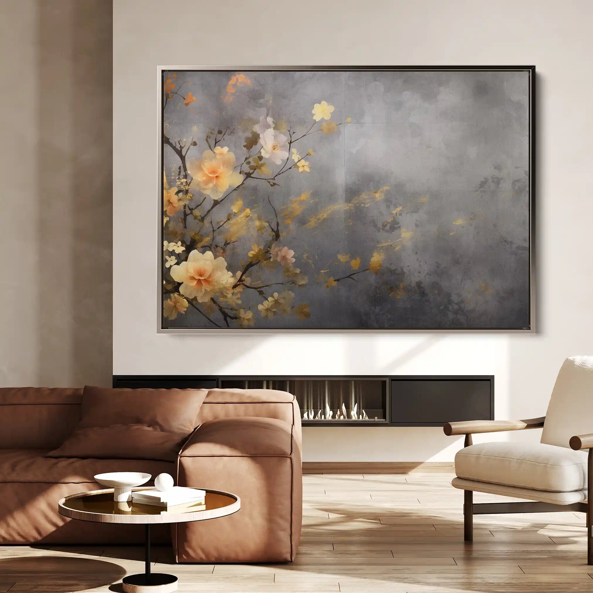 Floral 008 Canvas Art 60 x 40 cm / Black