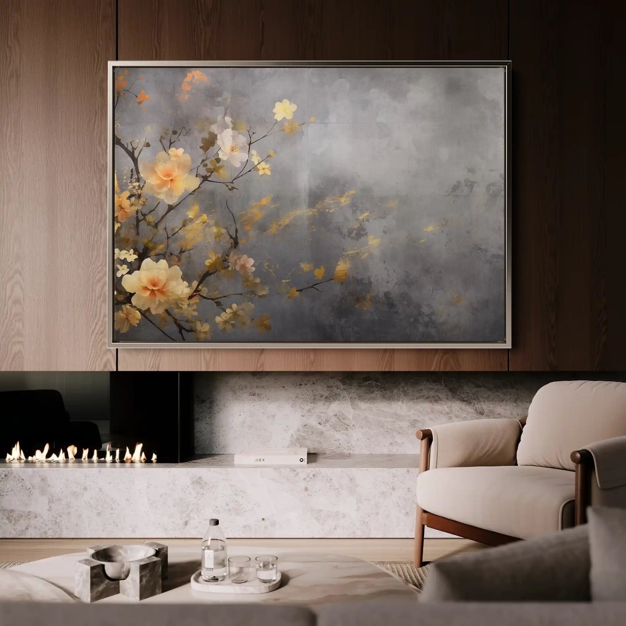 Floral 008 Canvas Art 60 x 40 cm / Black