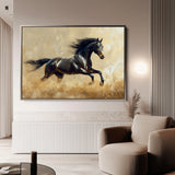 Horses 008 Canvas Art 18" x 24" / 45 x 60 cm / Black