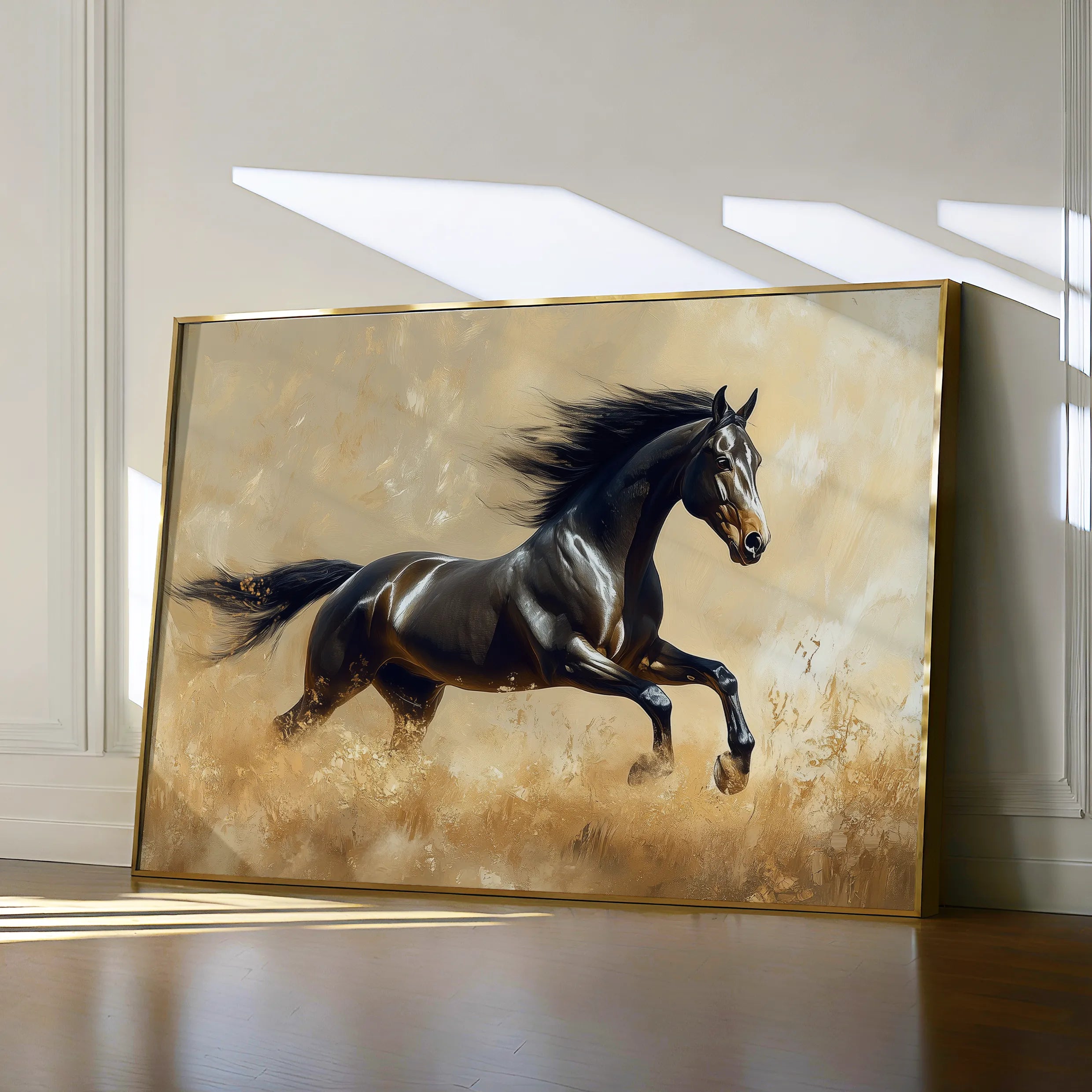 Horses 008 Canvas Art 18" x 24" / 45 x 60 cm / Black
